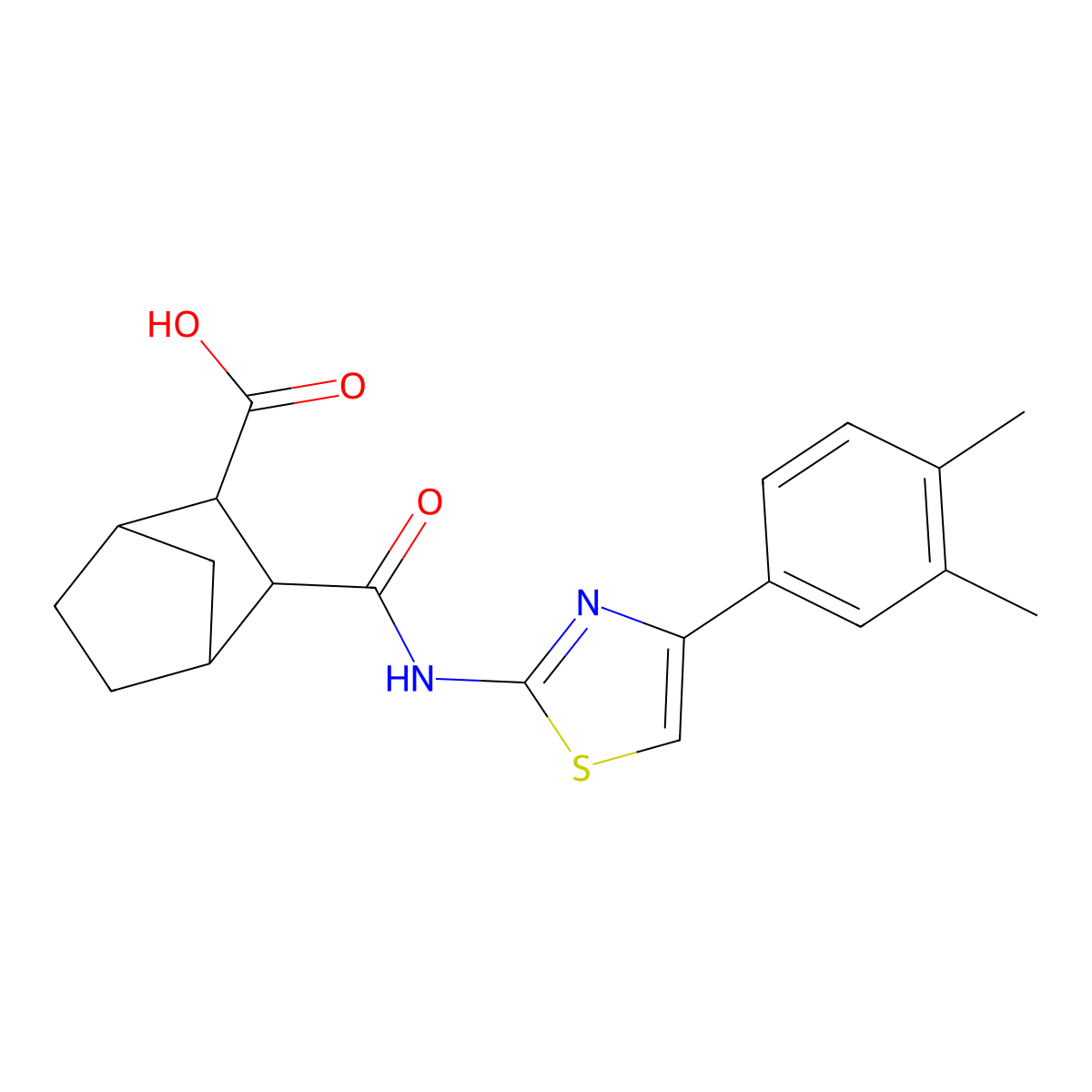 3-{[4-(3,4-Dimethylphenyl)-1,3-thiazol-2-yl]carbamoyl}bicyclo[2.2.1]heptane-2-carboxylic acid molecular structure, CAS 473446-86-5