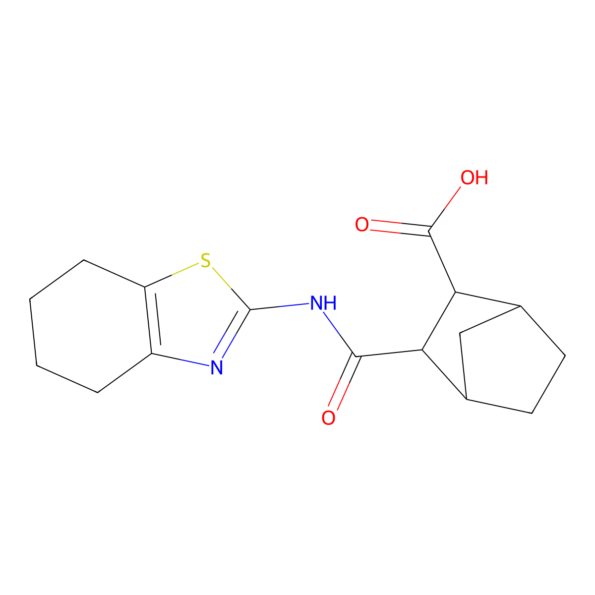 3-[(4,5,6,7-Tetrahydro-1,3-benzothiazol-2-ylamino)carbonyl]bicyclo[2.2.1]heptane-2-carboxylic acid molecular structure, CAS 473446-93-4