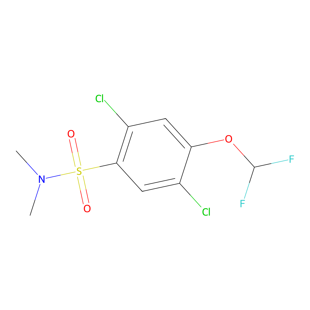 2,5-dichloro-4-(difluoromethoxy)-N,N-dimethylbenzene-1-sulfonamide molecular structure, CAS 473477-26-8