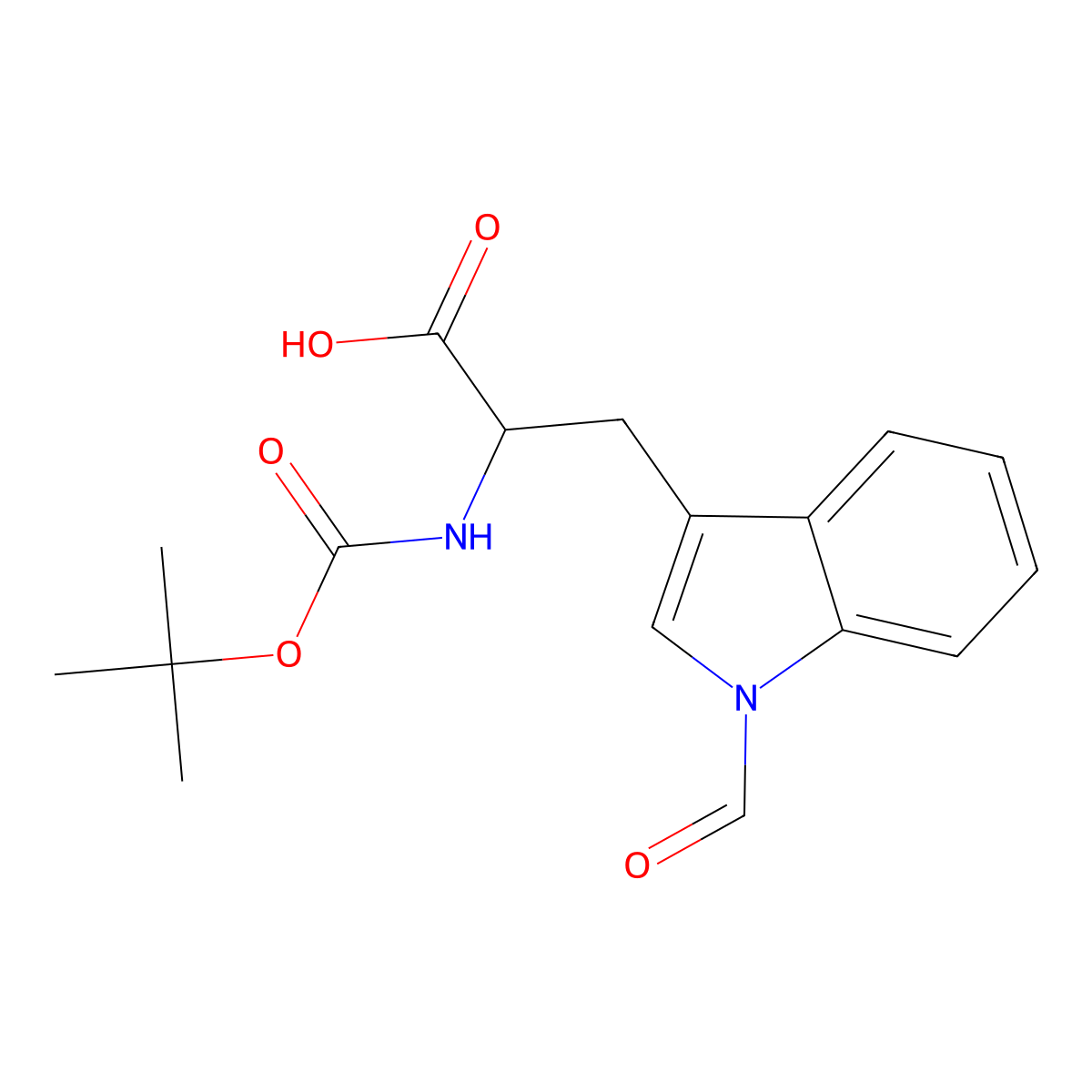 L-Tryptophan, N-((1,1-dimethylethoxy)carbonyl)-1-formyl- molecular structure, CAS 47355-10-2