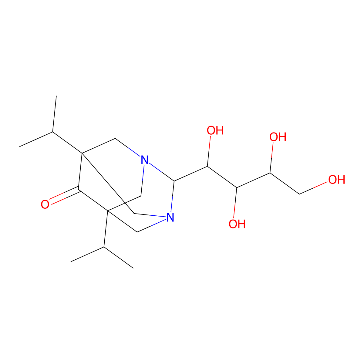 5,7-Diisopropyl-2-(1,2,3,4-tetrahydroxybutyl)-1,3-diazaadamantan-6-one molecular structure, CAS 473562-50-4