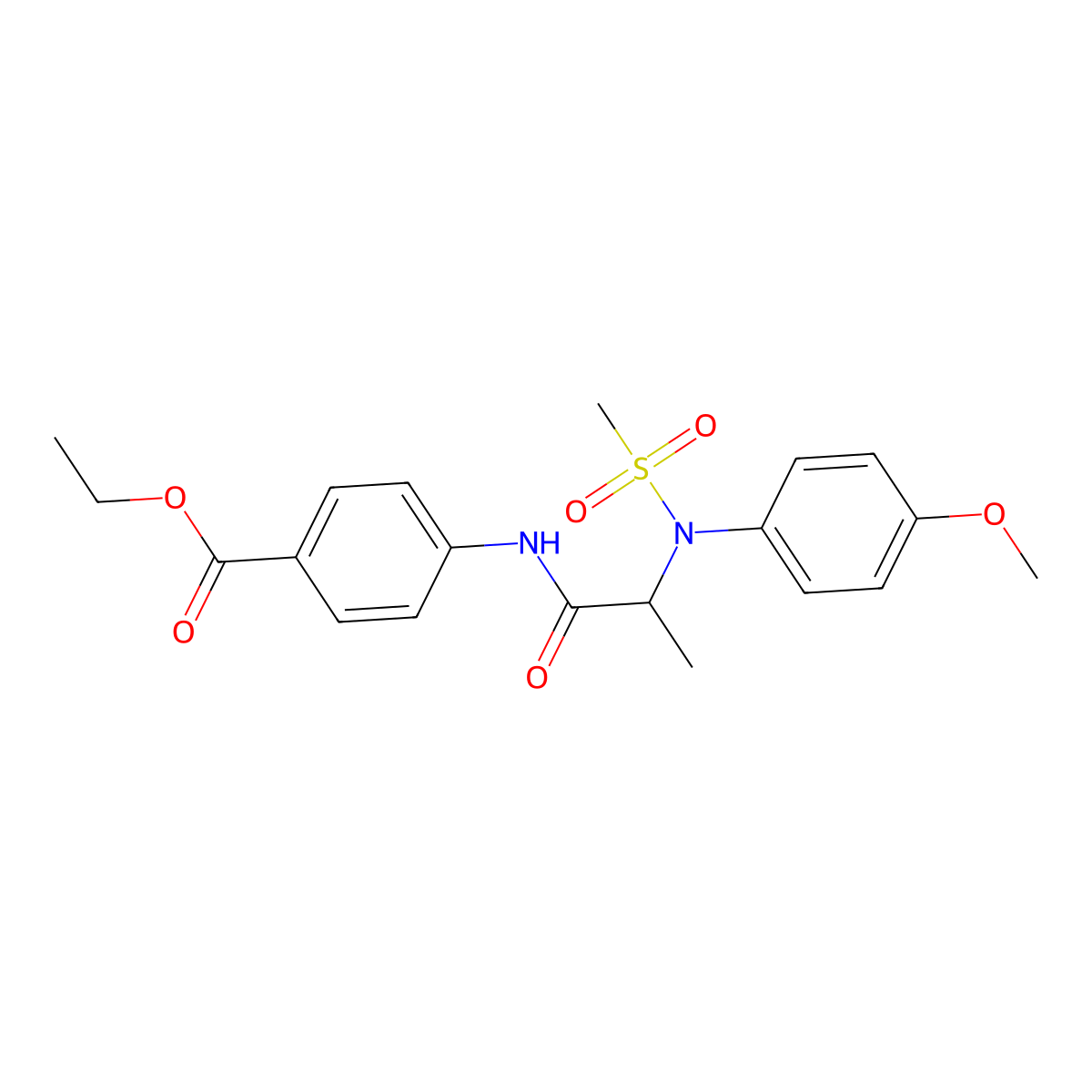ethyl 4-{[N-(4-methoxyphenyl)-N-(methylsulfonyl)alanyl]amino}benzoate molecular structure, CAS 473564-73-7