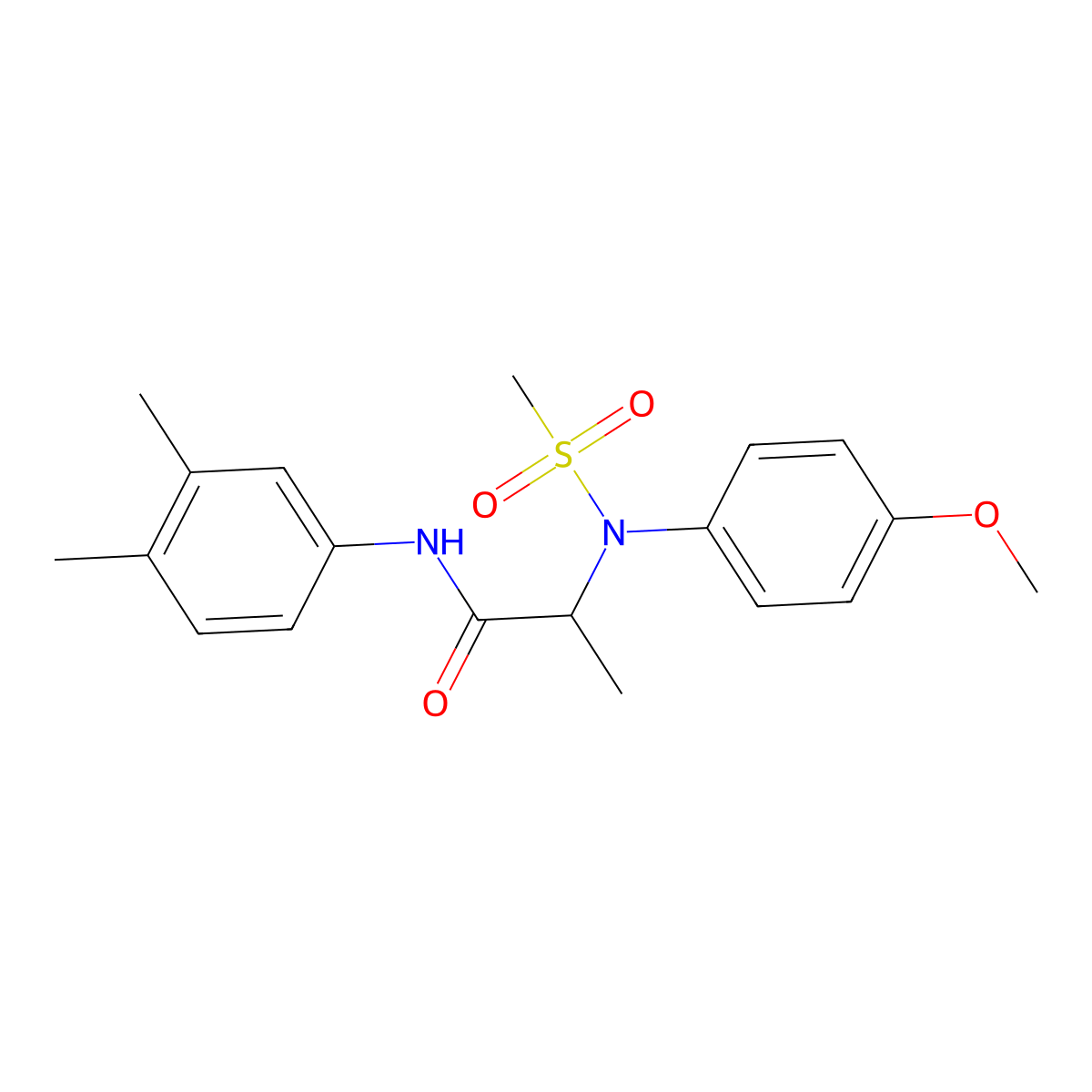 N-(3,4-dimethylphenyl)-2-(4-methoxy-N-methylsulfonylanilino)propanamide molecular structure, CAS 473564-93-1
