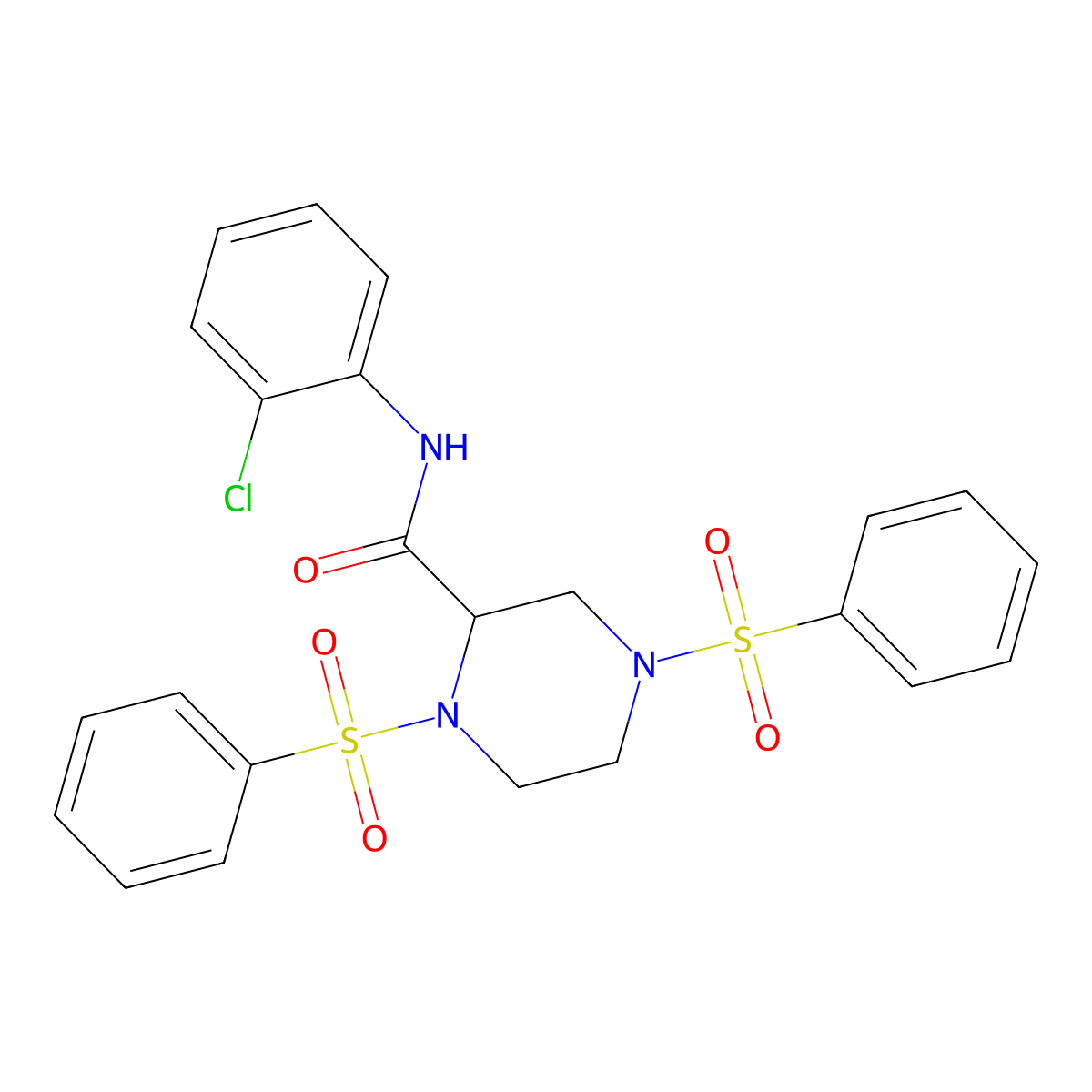 1,4-bis(benzenesulfonyl)-N-(2-chlorophenyl)piperazine-2-carboxamide molecular structure, CAS 473564-96-4