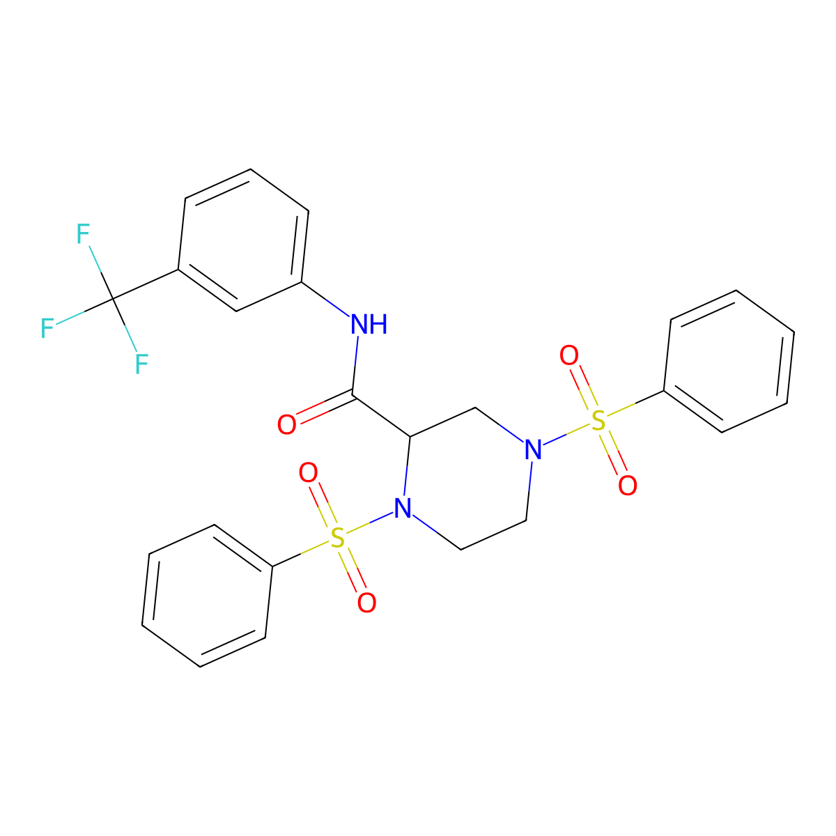 1,4-bis(benzenesulfonyl)-N-[3-(trifluoromethyl)phenyl]piperazine-2-carboxamide molecular structure, CAS 473565-09-2