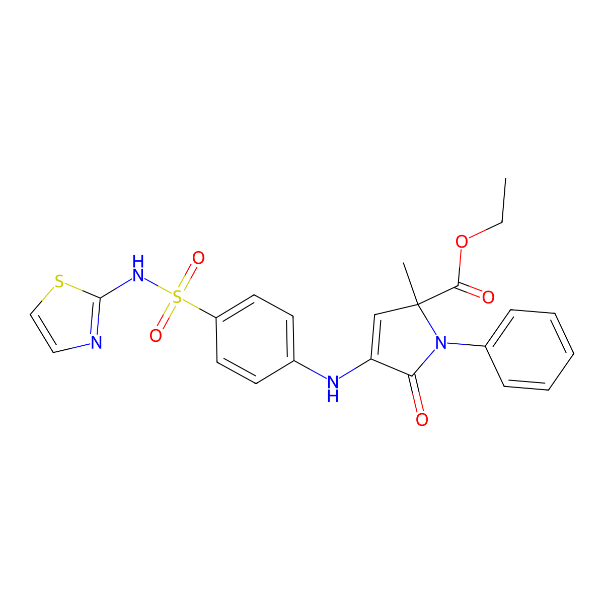 Ethyl 2-methyl-5-oxo-1-phenyl-4-[4-(1,3-thiazol-2-ylsulfamoyl)anilino]pyrrole-2-carboxylate molecular structure, CAS 473566-24-4