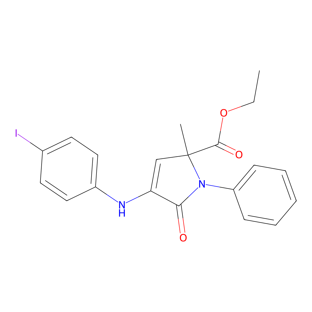 Ethyl 4-(4-iodoanilino)-2-methyl-5-oxo-1-phenylpyrrole-2-carboxylate molecular structure, CAS 473566-47-1