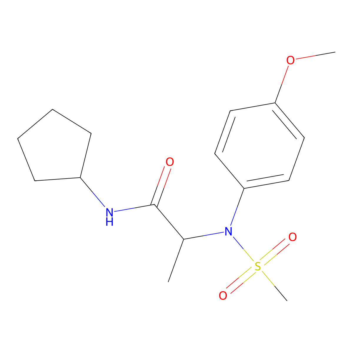 N-cyclopentyl-2-(4-methoxy-N-methylsulfonylanilino)propanamide molecular structure, CAS 473566-55-1