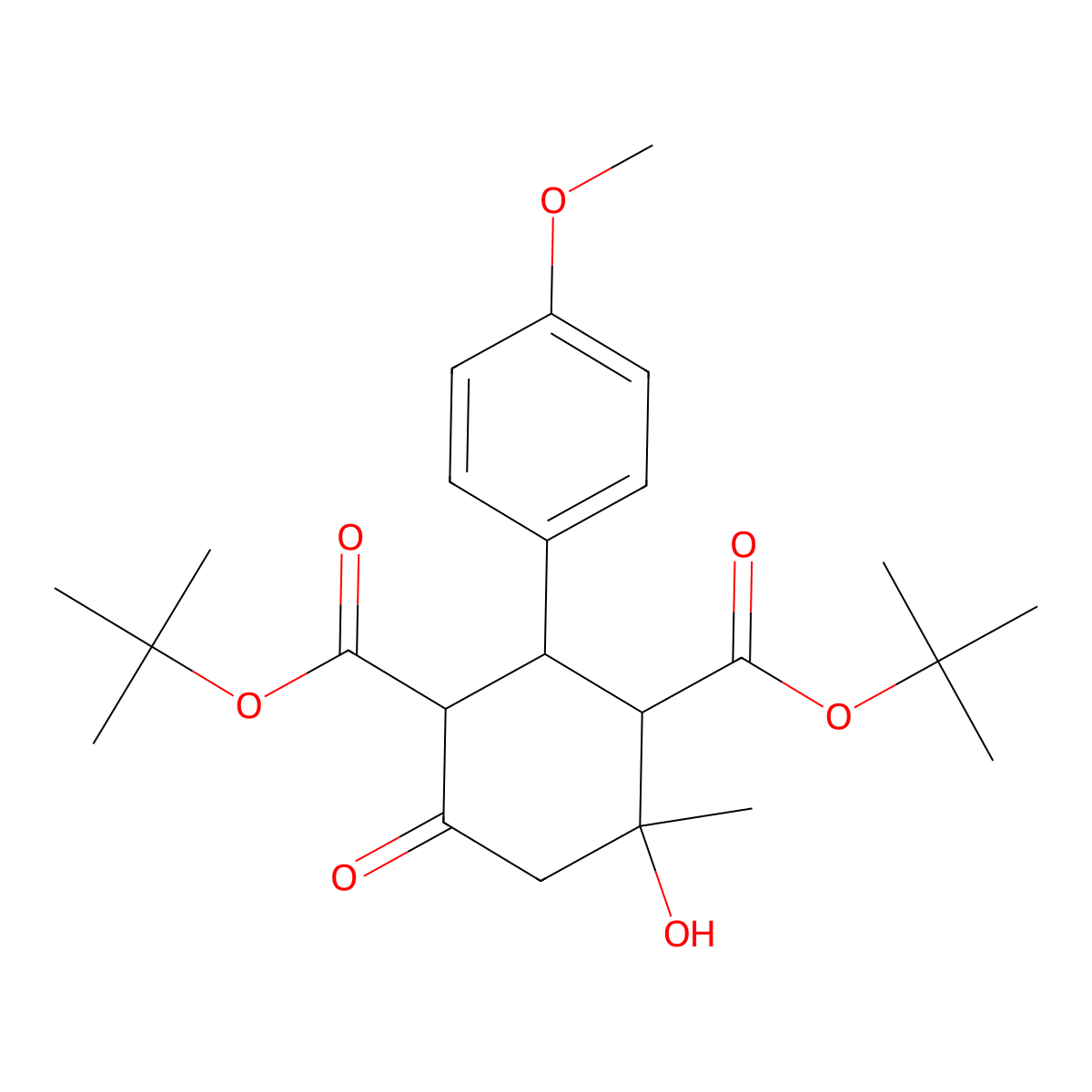 Di-tert-butyl 4-hydroxy-2-(4-methoxyphenyl)-4-methyl-6-oxocyclohexane-1,3-dicarboxylate molecular structure, CAS 473566-61-9