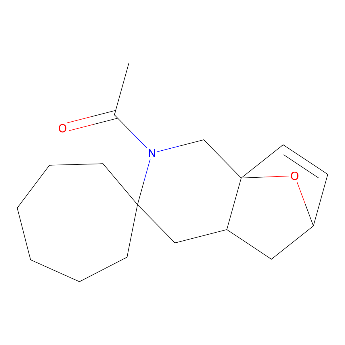 1-(4,4a,5,6-tetrahydrospiro[6,8a-epoxyisoquinoline-3,1'-cycloheptan]-2(1H)-yl)ethanone molecular structure, CAS 473566-65-3