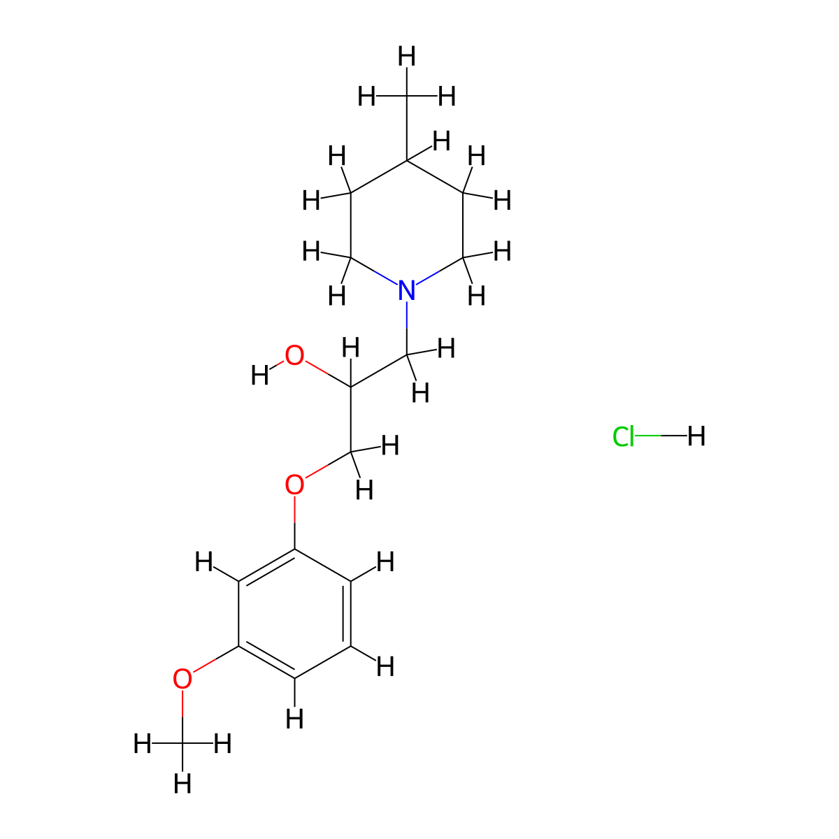1-(3-Methoxyphenoxy)-3-(4-methylpiperidin-1-yl)propan-2-ol hydrochloride molecular structure, CAS 473566-88-0