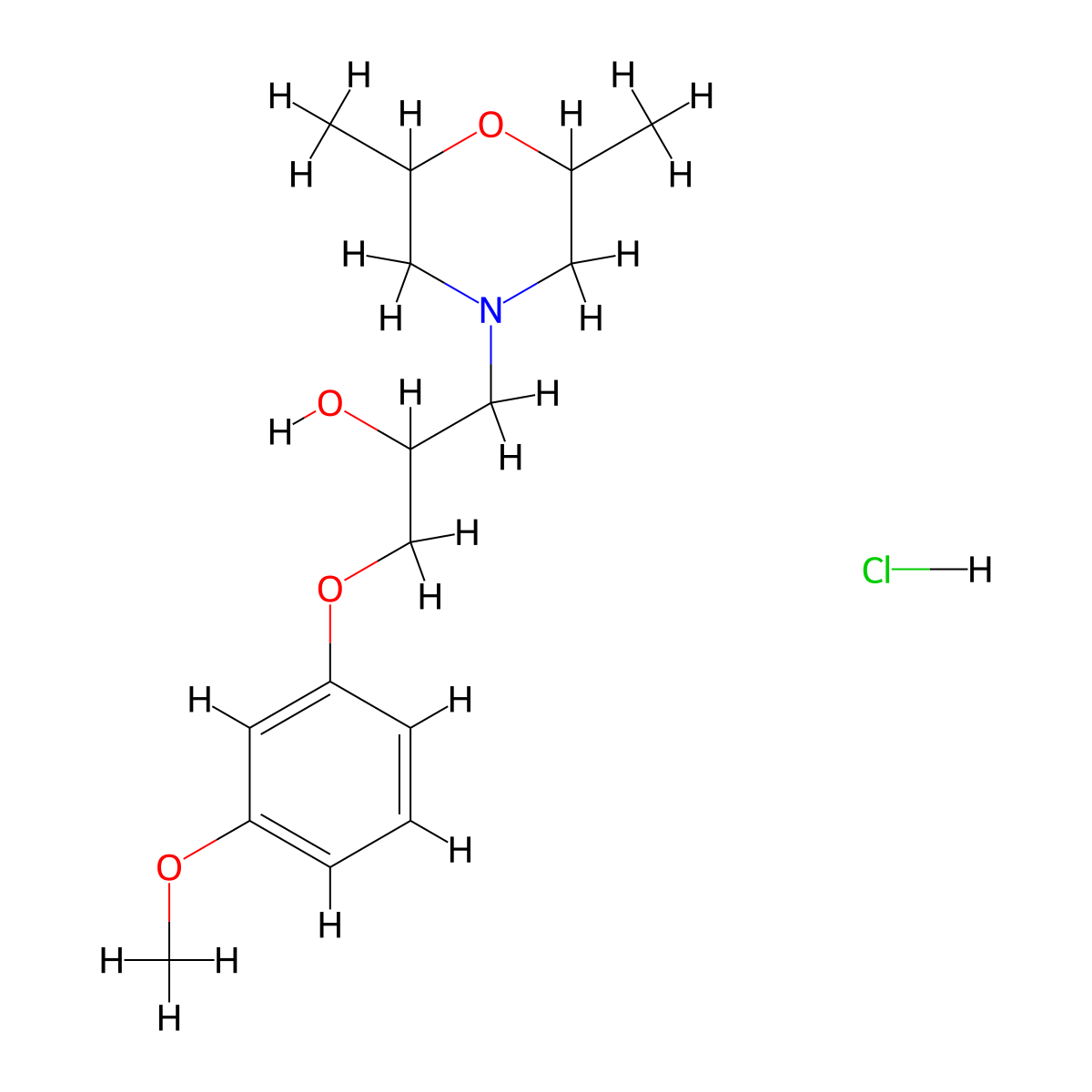 1-(2,6-dimethylmorpholin-4-yl)-3-(3-methoxyphenoxy)propan-2-ol Hydrochloride molecular structure, CAS 473567-08-7