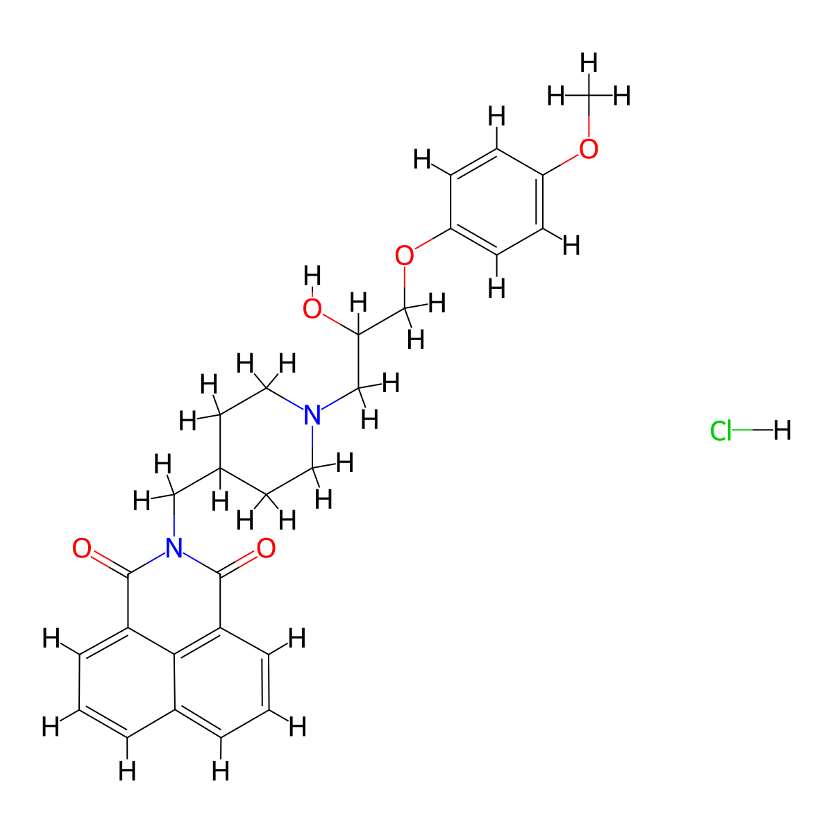 2-((1-(2-hydroxy-3-(4-methoxyphenoxy)propyl)piperidin-4-yl)methyl)-1H-benzo[de]isoquinoline-1,3(2H)-dione hydrochloride molecular structure, CAS 473567-13-4
