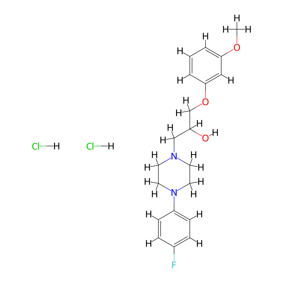 1-[4-(4-fluorophenyl)piperazin-1-yl]-3-(3-methoxyphenoxy)propan-2-ol Dihydrochloride molecular structure, CAS 473567-18-9