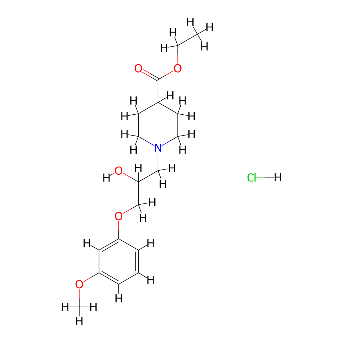 Ethyl 1-[2-hydroxy-3-(3-methoxyphenoxy)propyl]piperidine-4-carboxylate Hydrochloride molecular structure, CAS 473567-24-7