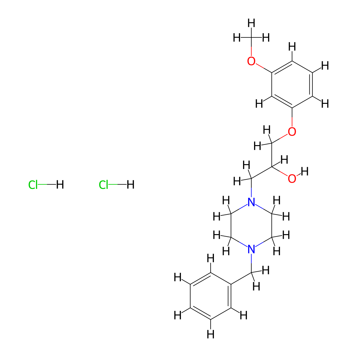 1-(4-benzylpiperazin-1-yl)-3-(3-methoxyphenoxy)propan-2-ol Dihydrochloride molecular structure, CAS 473567-34-9