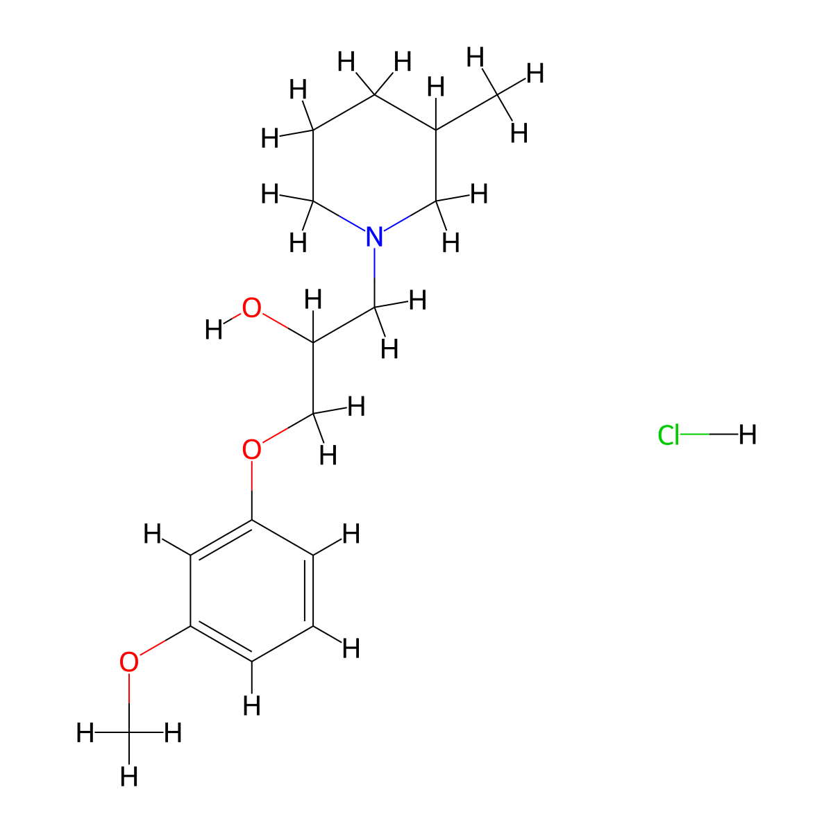 1-(3-Methoxyphenoxy)-3-(3-methylpiperidin-1-yl)propan-2-ol hydrochloride molecular structure, CAS 473567-38-3