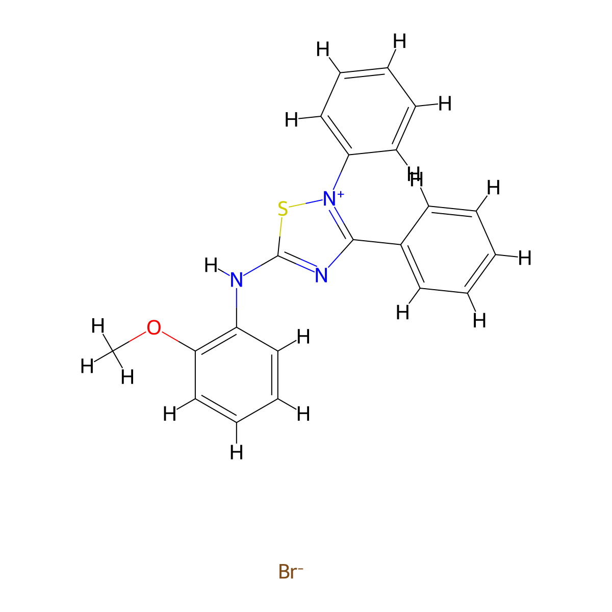 5-((2-Methoxyphenyl)amino)-2,3-diphenyl-1,2,4-thiadiazol-2-ium bromide molecular structure, CAS 473568-18-2
