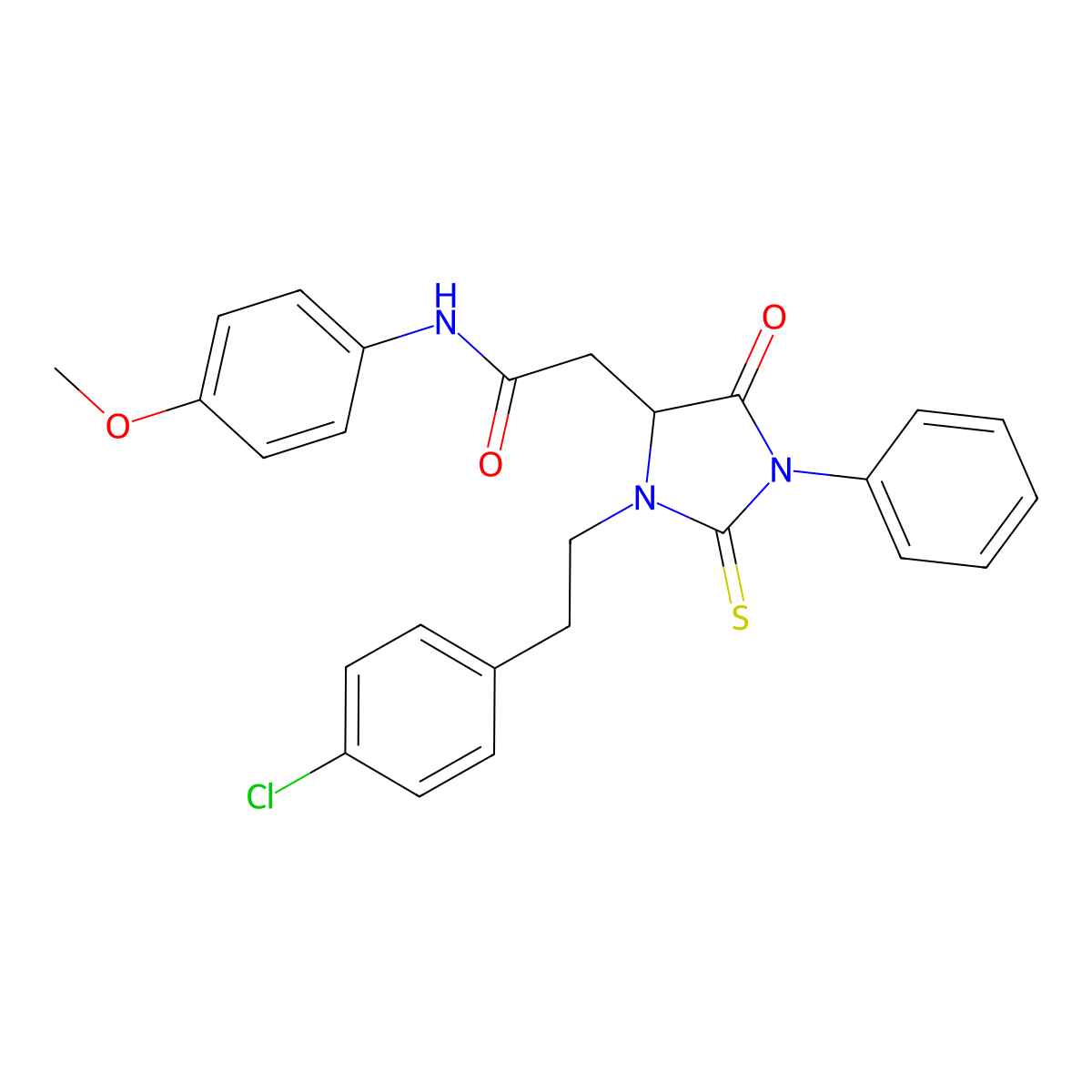 2-{3-[2-(4-chlorophenyl)ethyl]-5-oxo-1-phenyl-2-thioxoimidazolidin-4-yl}-N-(4-methoxyphenyl)acetamide molecular structure, CAS 473568-69-3