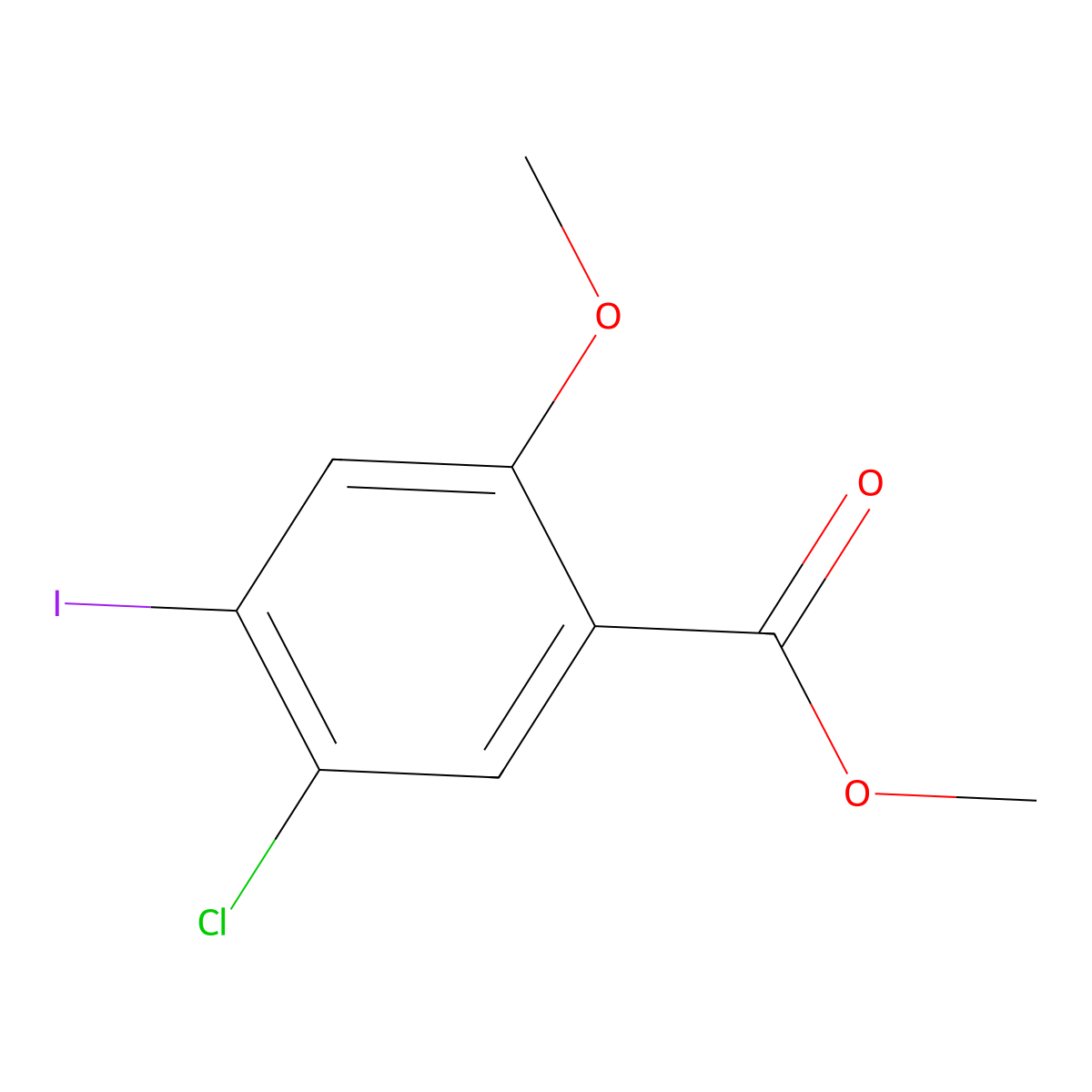 Methyl 5-chloro-4-iodo-2-methoxybenzoate molecular structure, CAS 473574-26-4