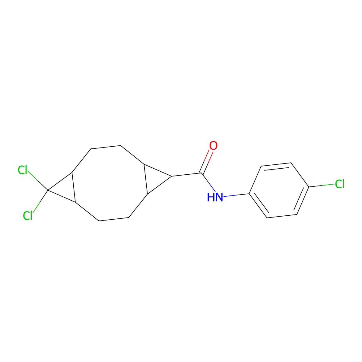 10,10-dichloro-N-(4-chlorophenyl)tricyclo[7.1.0.0~4,6~]decane-5-carboxamide molecular structure, CAS 473575-03-0