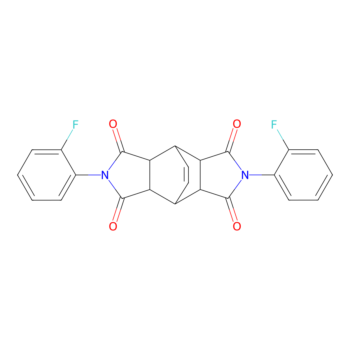 2,6-bis(2-fluorophenyl)hexahydro-4,8-ethenopyrrolo[3,4-f]isoindole-1,3,5,7(2H,6H)-tetrone molecular structure, CAS 473575-09-6