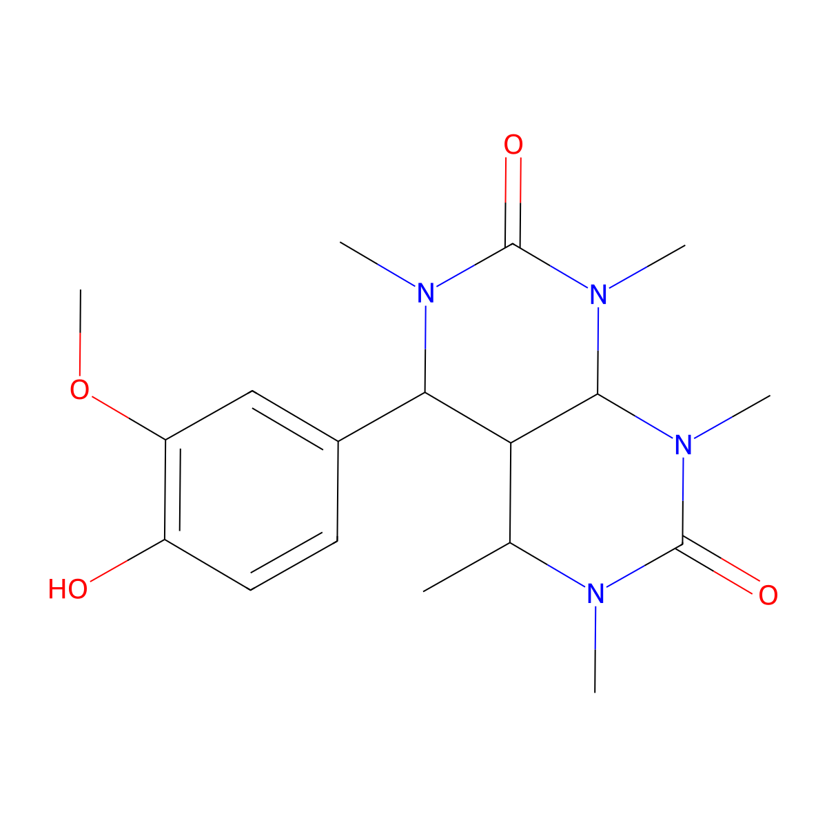 4-(4-Hydroxy-3-methoxyphenyl)-1,3,5,6,8-pentamethyl-4,4a,5,8a-tetrahydropyrimido[4,5-d]pyrimidine-2,7-dione molecular structure, CAS 473576-71-5
