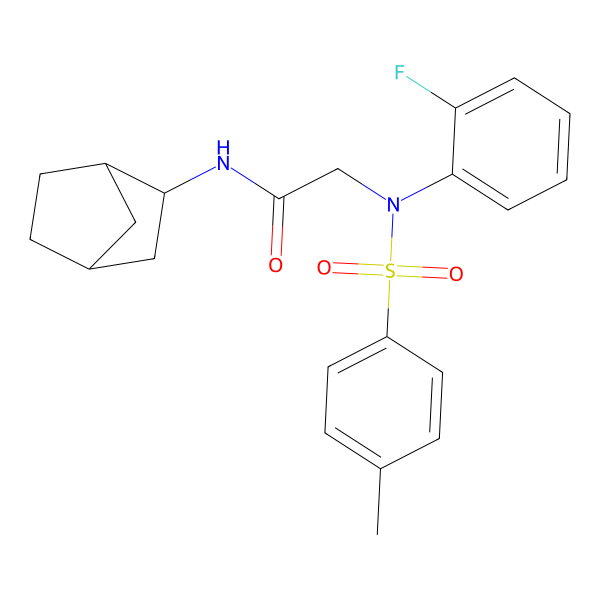 N-(3-bicyclo[2.2.1]heptanyl)-2-(2-fluoro-N-(4-methylphenyl)sulfonylanilino)acetamide molecular structure, CAS 473576-82-8
