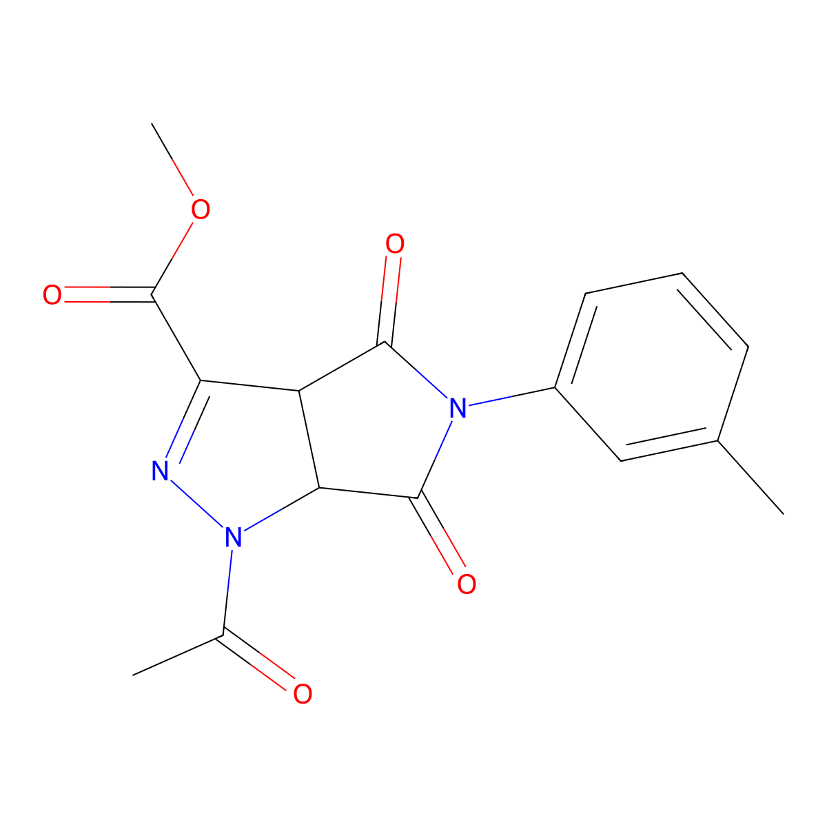Methyl 1-acetyl-5-(3-methylphenyl)-4,6-dioxo-3a,6a-dihydropyrrolo[3,4-c]pyrazole-3-carboxylate molecular structure, CAS 473576-91-9