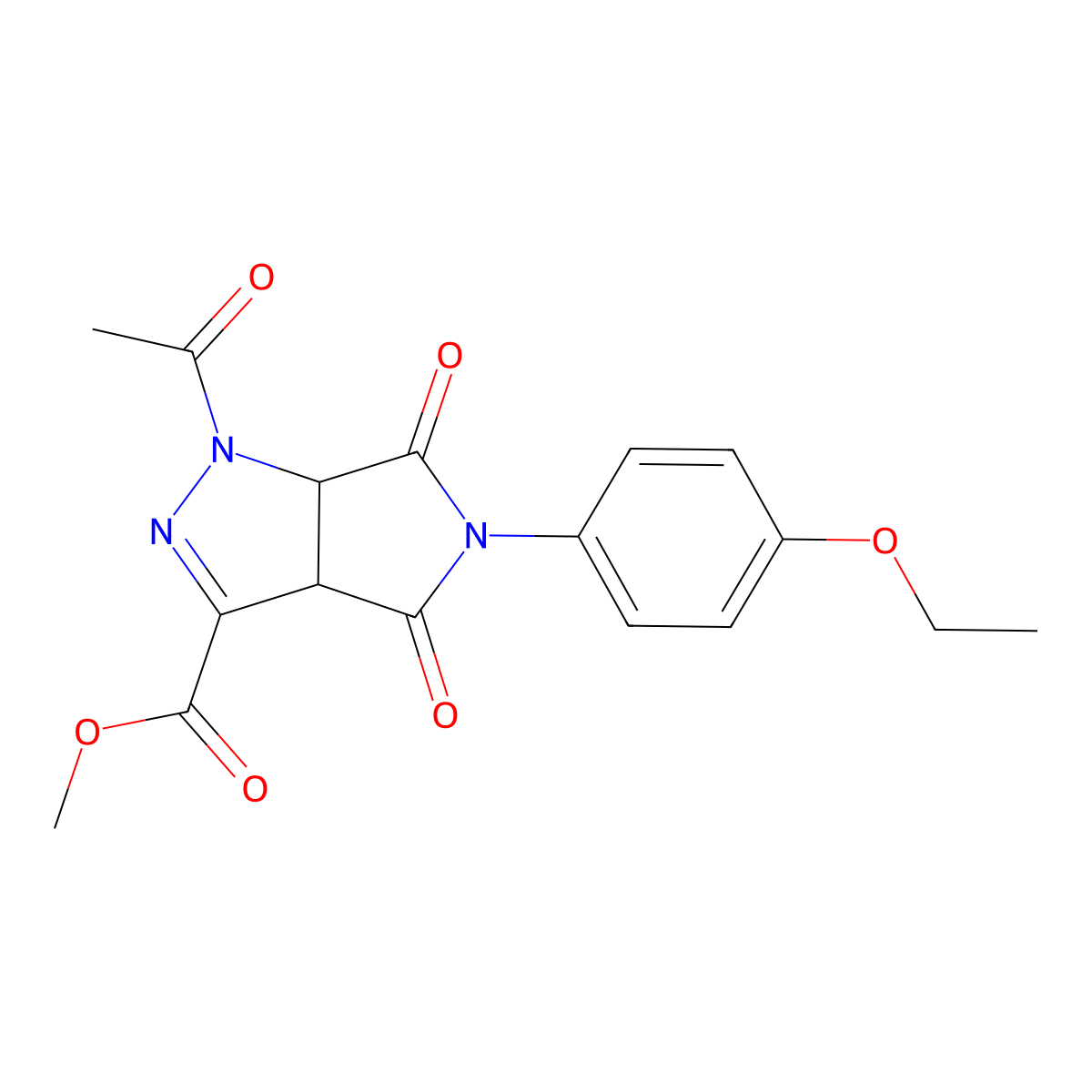 Methyl 1-acetyl-5-(4-ethoxyphenyl)-4,6-dioxo-1,3a,4,5,6,6a-hexahydropyrrolo[3,4-c]pyrazole-3-carboxylate molecular structure, CAS 473576-98-6
