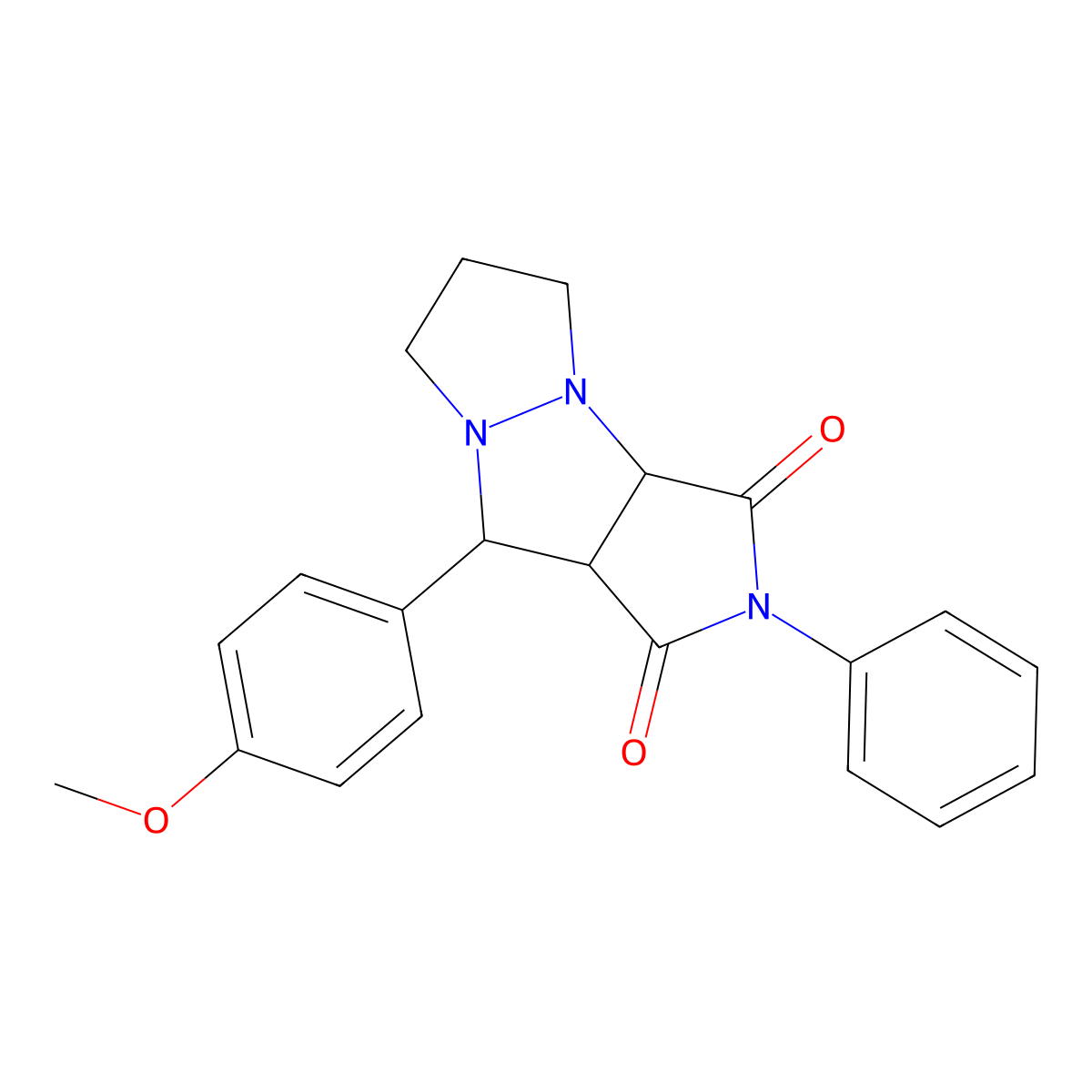 9-(4-methoxyphenyl)-2-phenylhexahydro-1H-pyrazolo[1,2-a]pyrrolo[3,4-c]pyrazole-1,3(2H)-dione molecular structure, CAS 473577-02-5