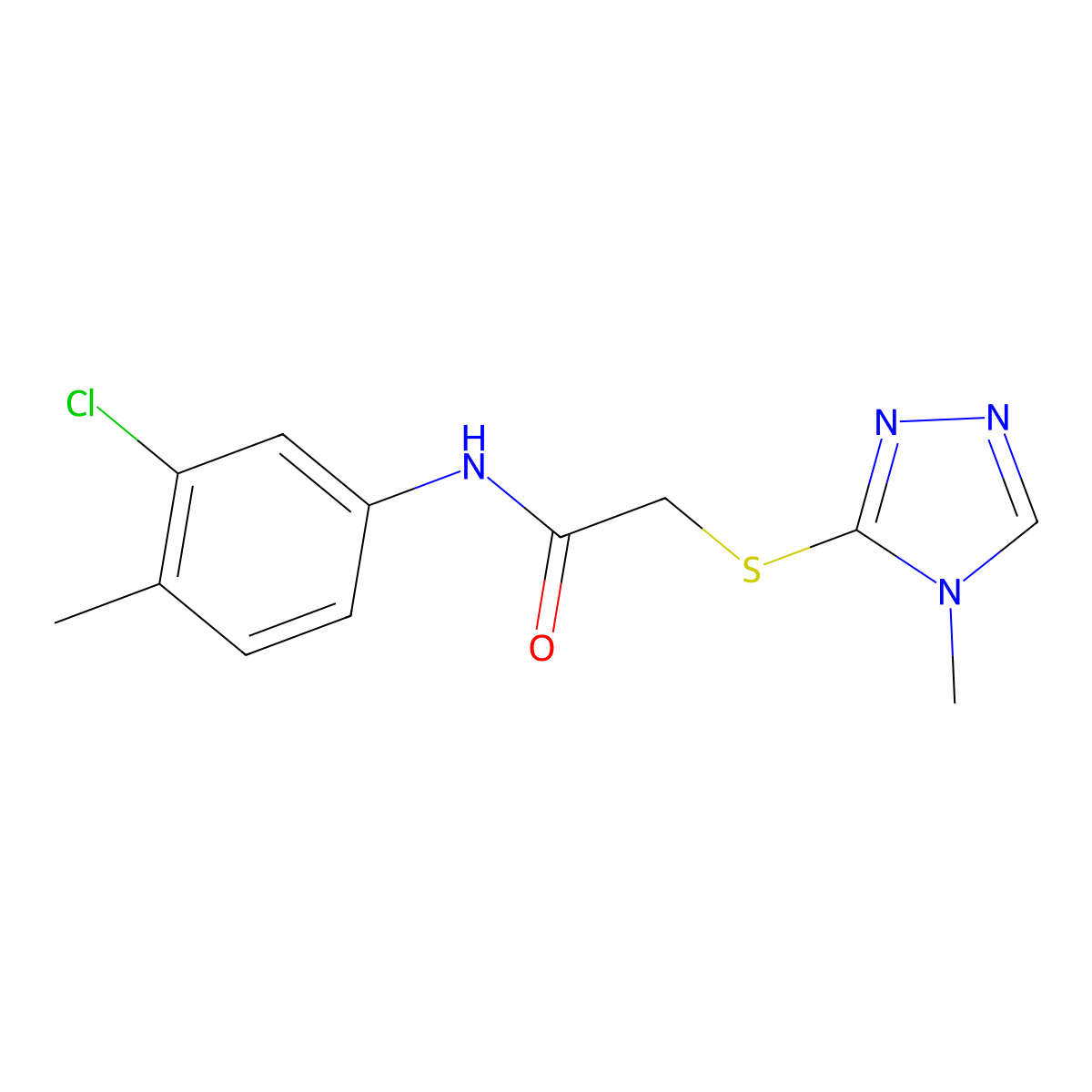 N-(3-Chloro-4-methylphenyl)-2-((4-methyl-4H-1,2,4-triazol-3-YL)thio)acetamide molecular structure, CAS 473587-10-9
