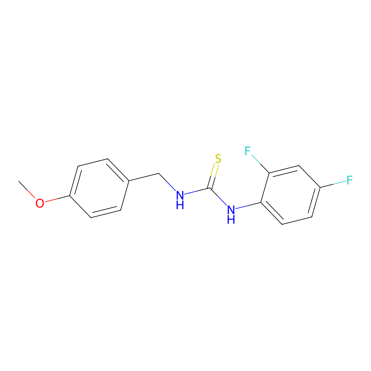 1-(2,4-Difluorophenyl)-3-[(4-methoxyphenyl)methyl]thiourea molecular structure, CAS 473592-35-7