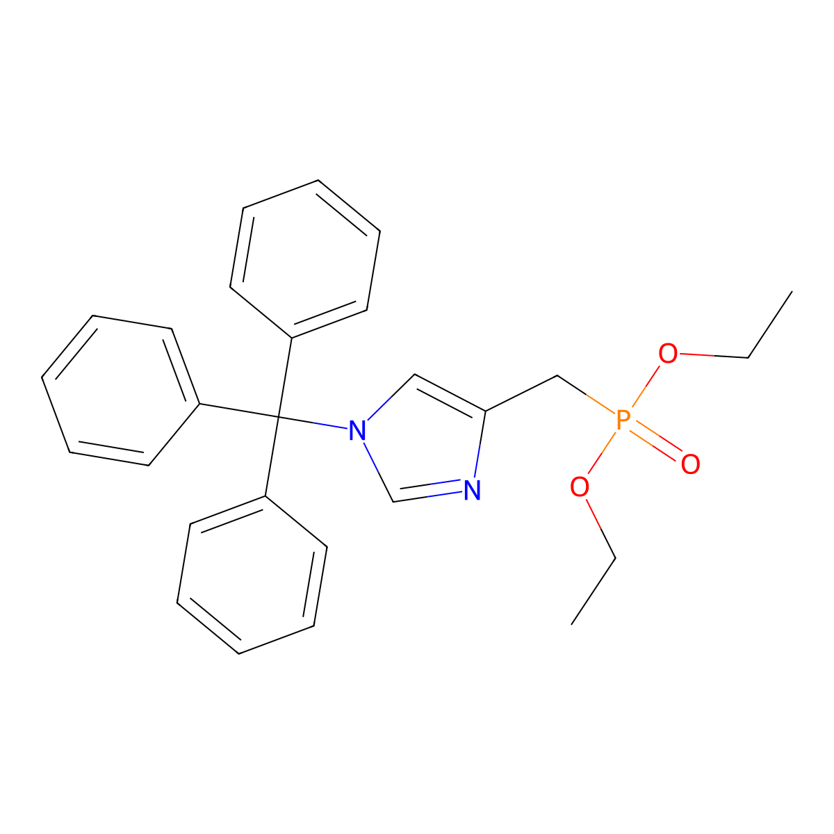 diethyl ((1-(triphenylmethyl)-1H-imidazol-4-yl)methyl)phosphonate molecular structure, CAS 473659-21-1