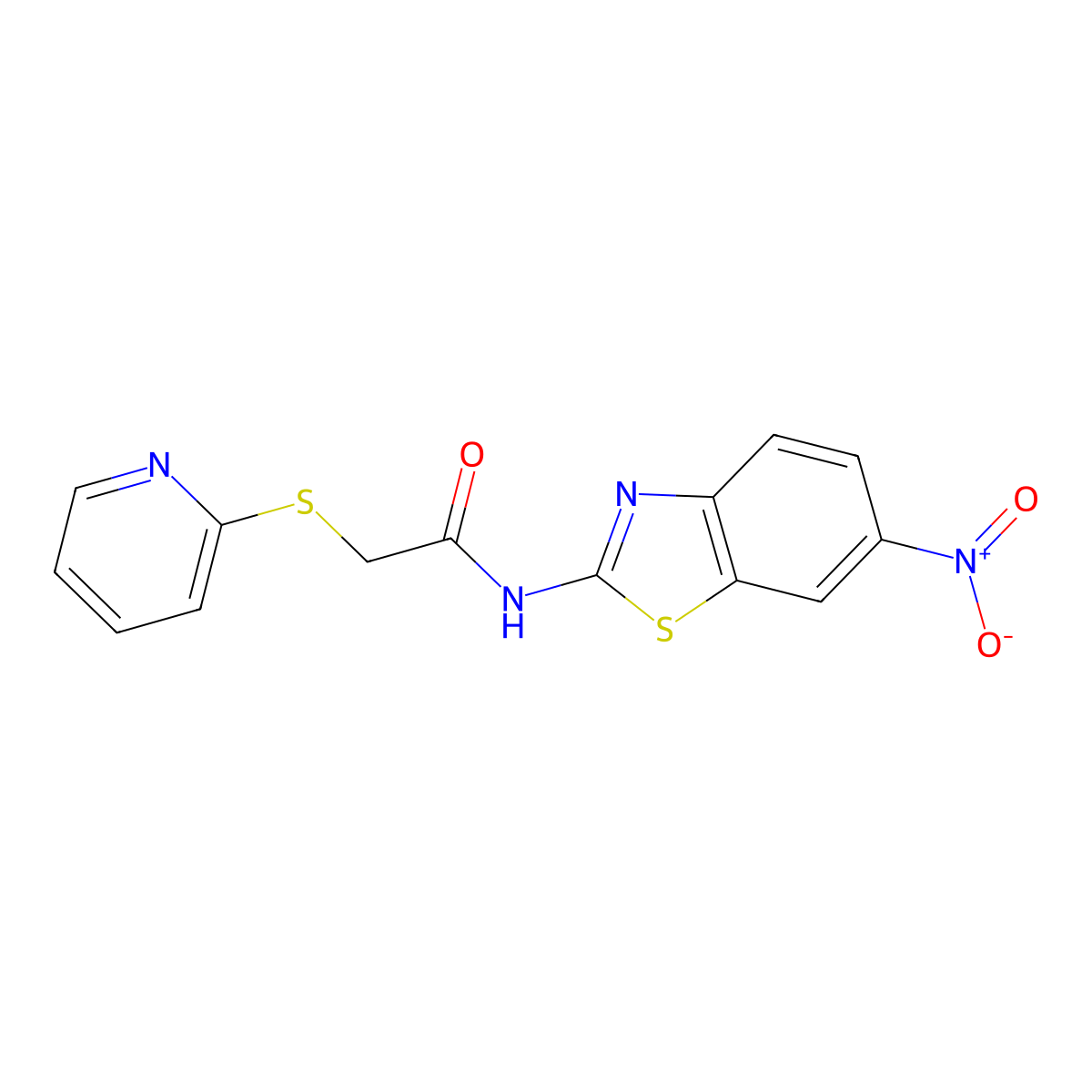N-(6-nitro-1,3-benzothiazol-2-yl)-2-pyridin-2-ylsulfanylacetamide molecular structure, CAS 473667-84-4