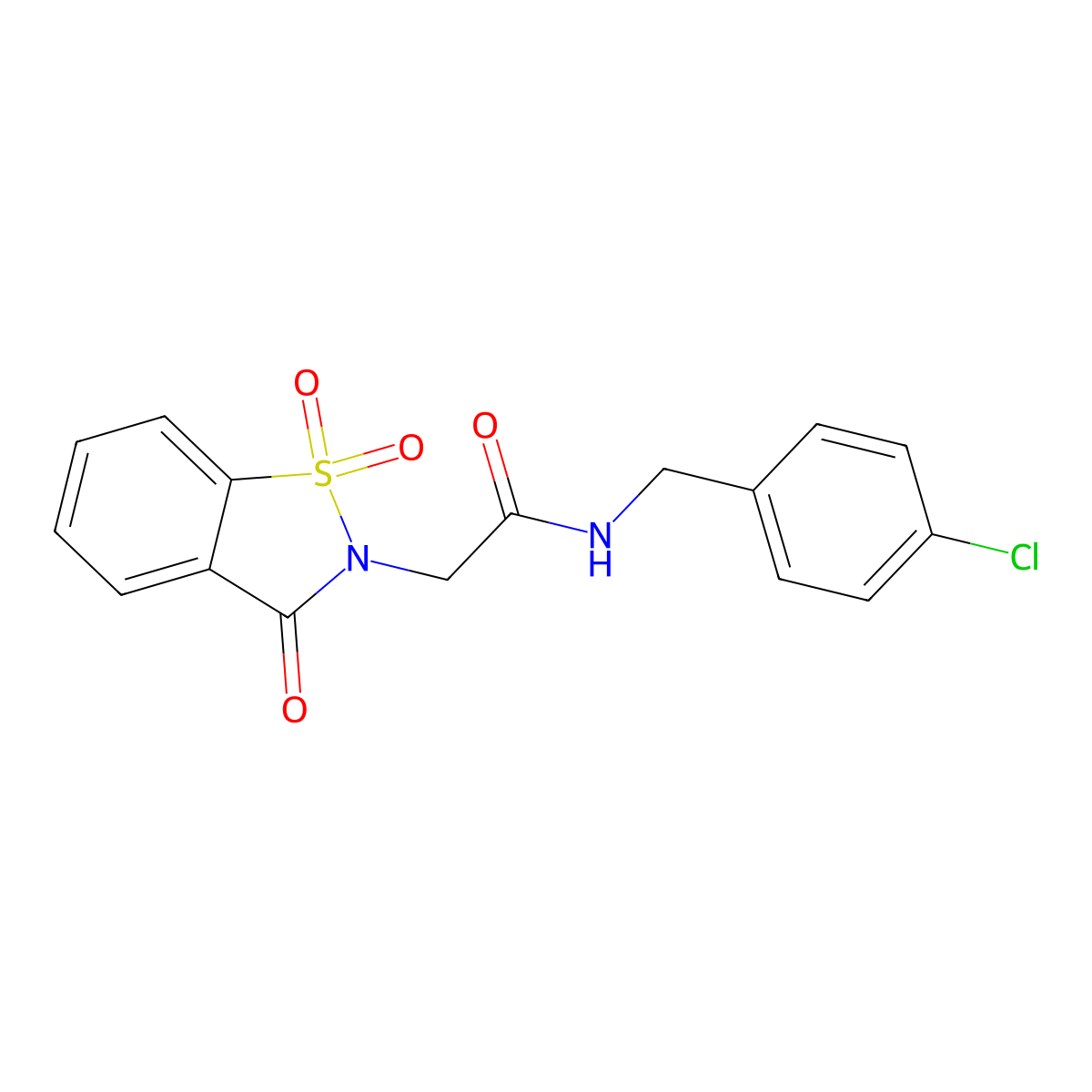 N-(4-chlorobenzyl)-2-(1,1-dioxido-3-oxo-1,2-benzothiazol-2(3H)-yl)acetamide molecular structure, CAS 473669-60-2