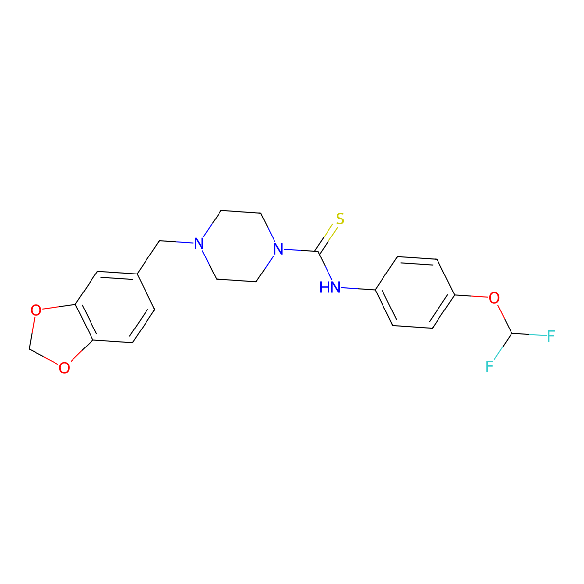 4-(1,3-benzodioxol-5-ylmethyl)-N-[4-(difluoromethoxy)phenyl]piperazine-1-carbothioamide molecular structure, CAS 473670-25-6
