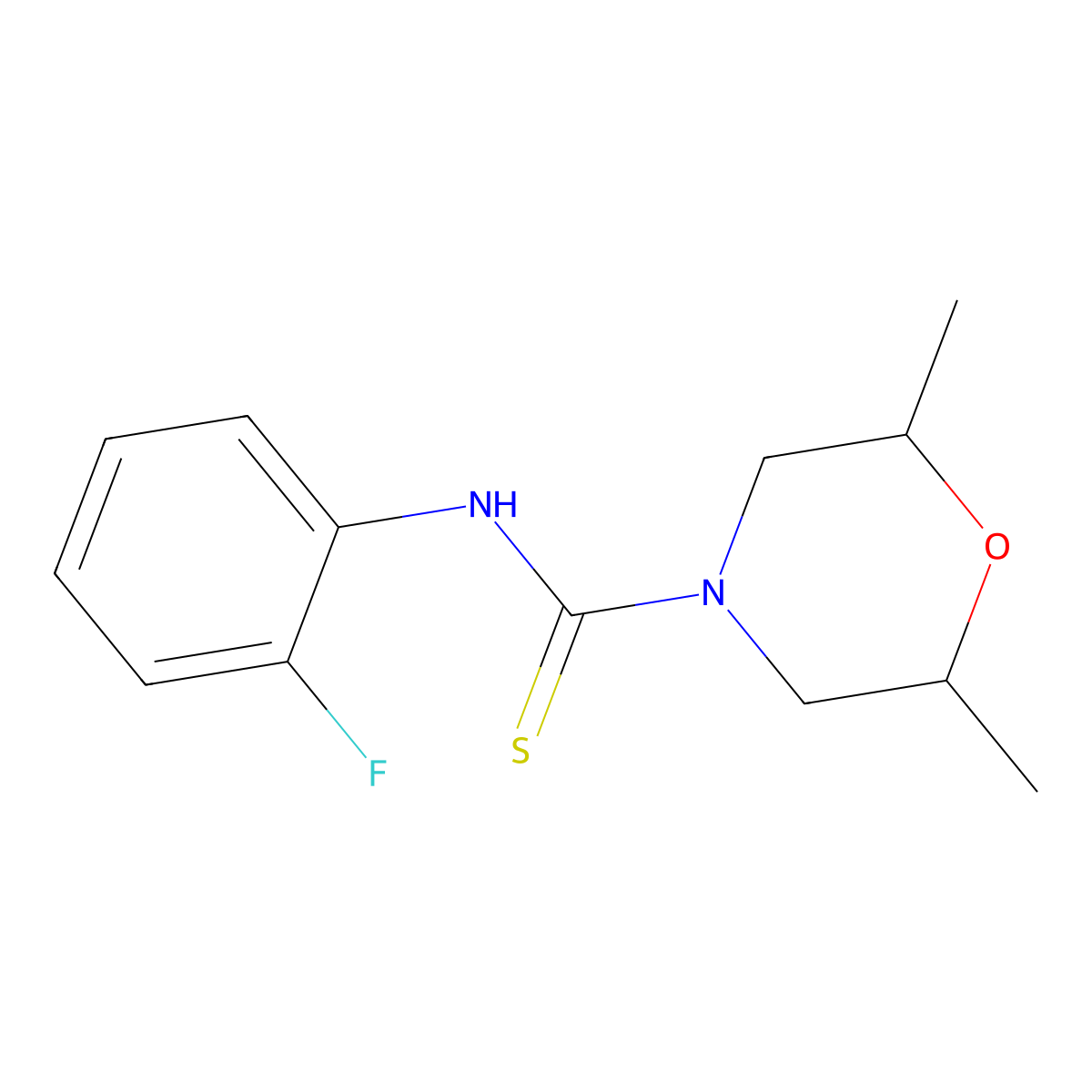 N-(2-fluorophenyl)-2,6-dimethylmorpholine-4-carbothioamide molecular structure, CAS 473671-96-4