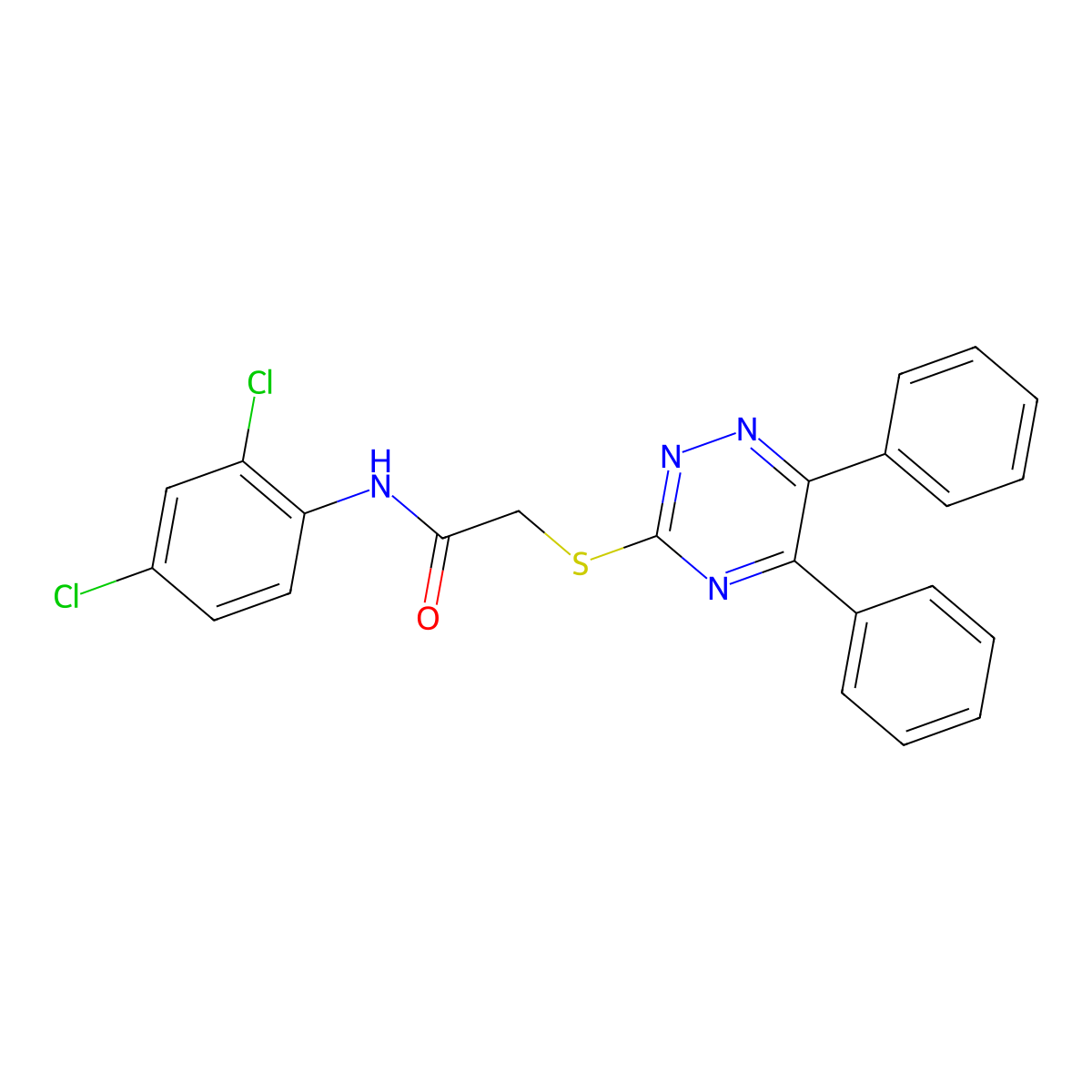 N-(2,4-dichlorophenyl)-2-[(5,6-diphenyl-1,2,4-triazin-3-yl)sulfanyl]acetamide molecular structure, CAS 473687-20-6