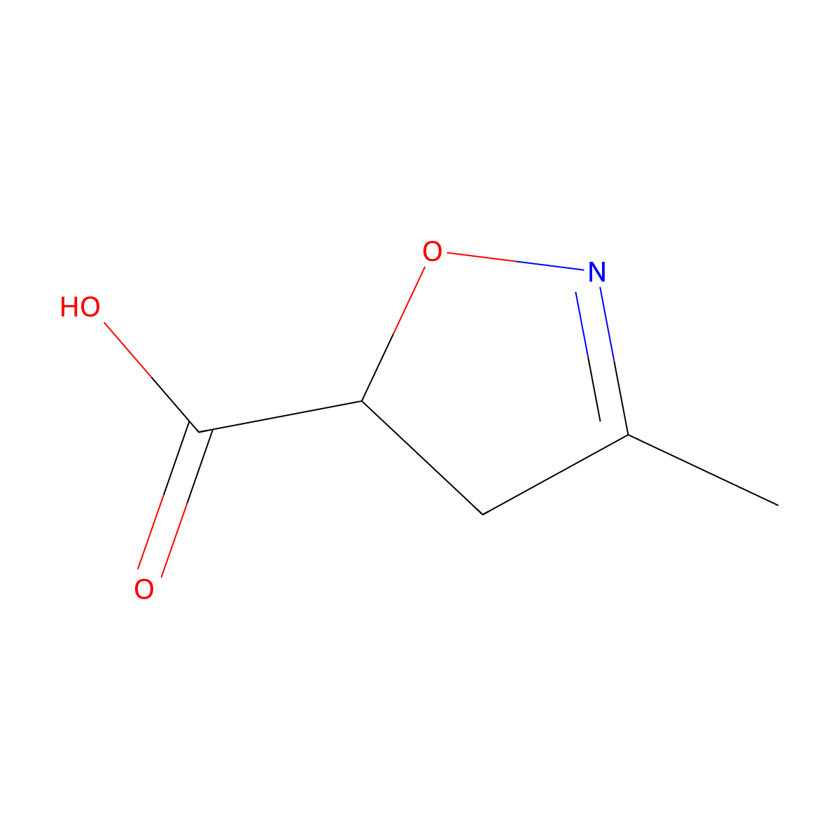 3-Methyl-4,5-dihydro-1,2-oxazole-5-carboxylic acid molecular structure, CAS 473700-52-6