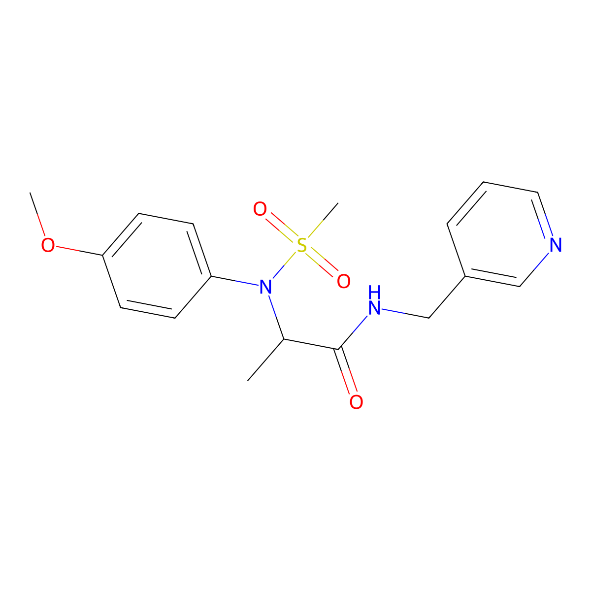 2-(4-methoxy-N-methylsulfonylanilino)-N-(pyridin-3-ylmethyl)propanamide molecular structure, CAS 473702-79-3