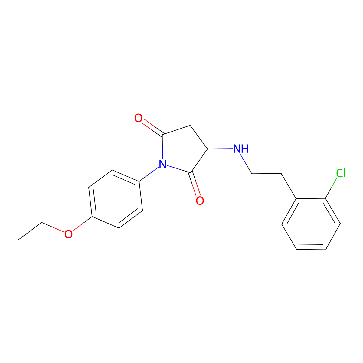 3-[2-(2-Chlorophenyl)ethylamino]-1-(4-ethoxyphenyl)pyrrolidine-2,5-dione molecular structure, CAS 473703-17-2