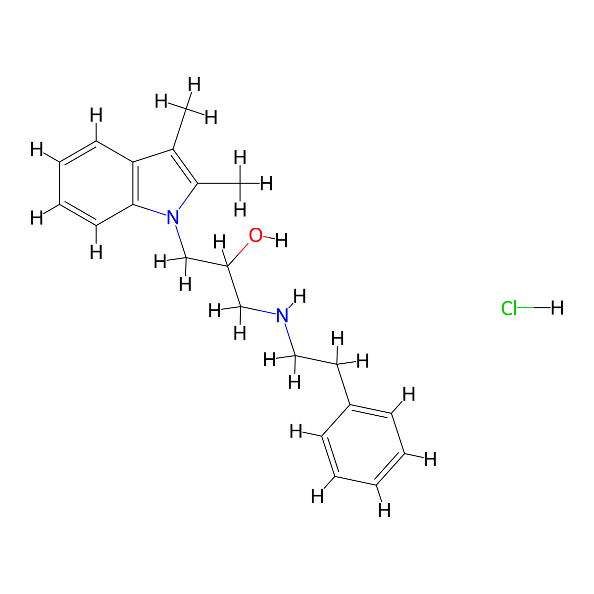 1-(2,3-dimethyl-1H-indol-1-yl)-3-(phenethylamino)propan-2-ol hydrochloride molecular structure, CAS 473703-38-7