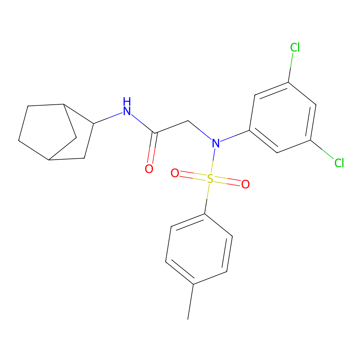 N-bicyclo[2.2.1]hept-2-yl-2-{3,5-dichloro[(4-methylphenyl)sulfonyl]anilino}acetamide molecular structure, CAS 473703-66-1