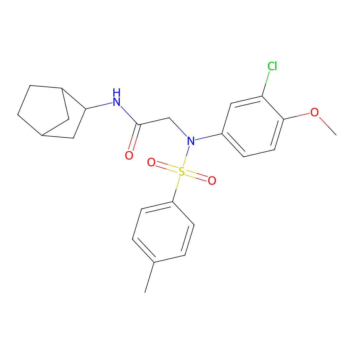 N-bicyclo[2.2.1]hept-2-yl-2-{3-chloro-4-methoxy[(4-methylphenyl)sulfonyl]anilino}acetamide molecular structure, CAS 473703-74-1