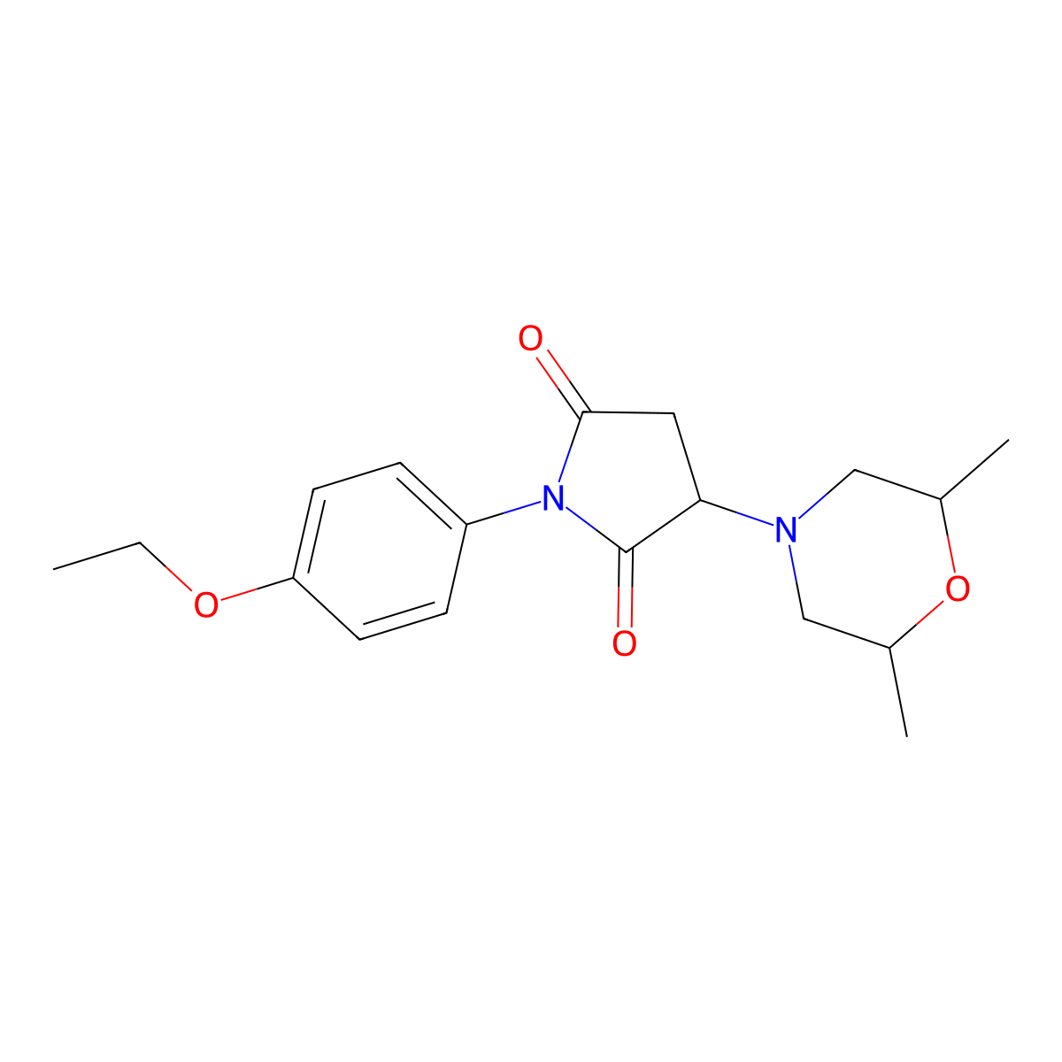 3-(2,6-Dimethylmorpholin-4-yl)-1-(4-ethoxyphenyl)pyrrolidine-2,5-dione molecular structure, CAS 473703-92-3