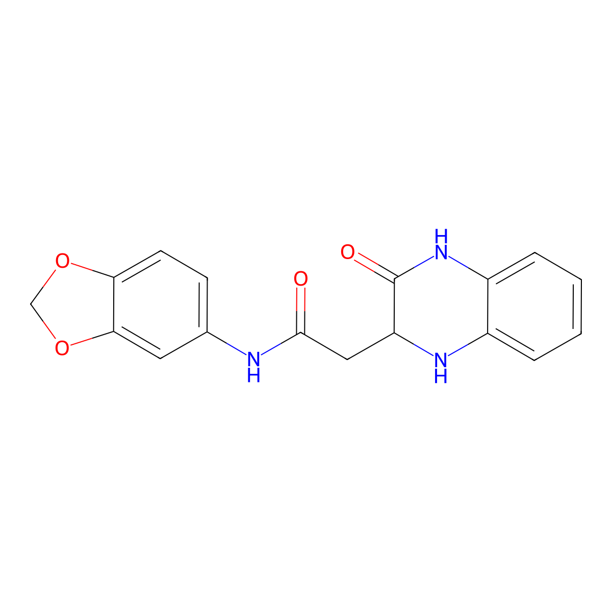 N-(benzo[d][1,3]dioxol-5-yl)-2-(3-oxo-1,2,3,4-tetrahydroquinoxalin-2-yl)acetamide molecular structure, CAS 473703-97-8