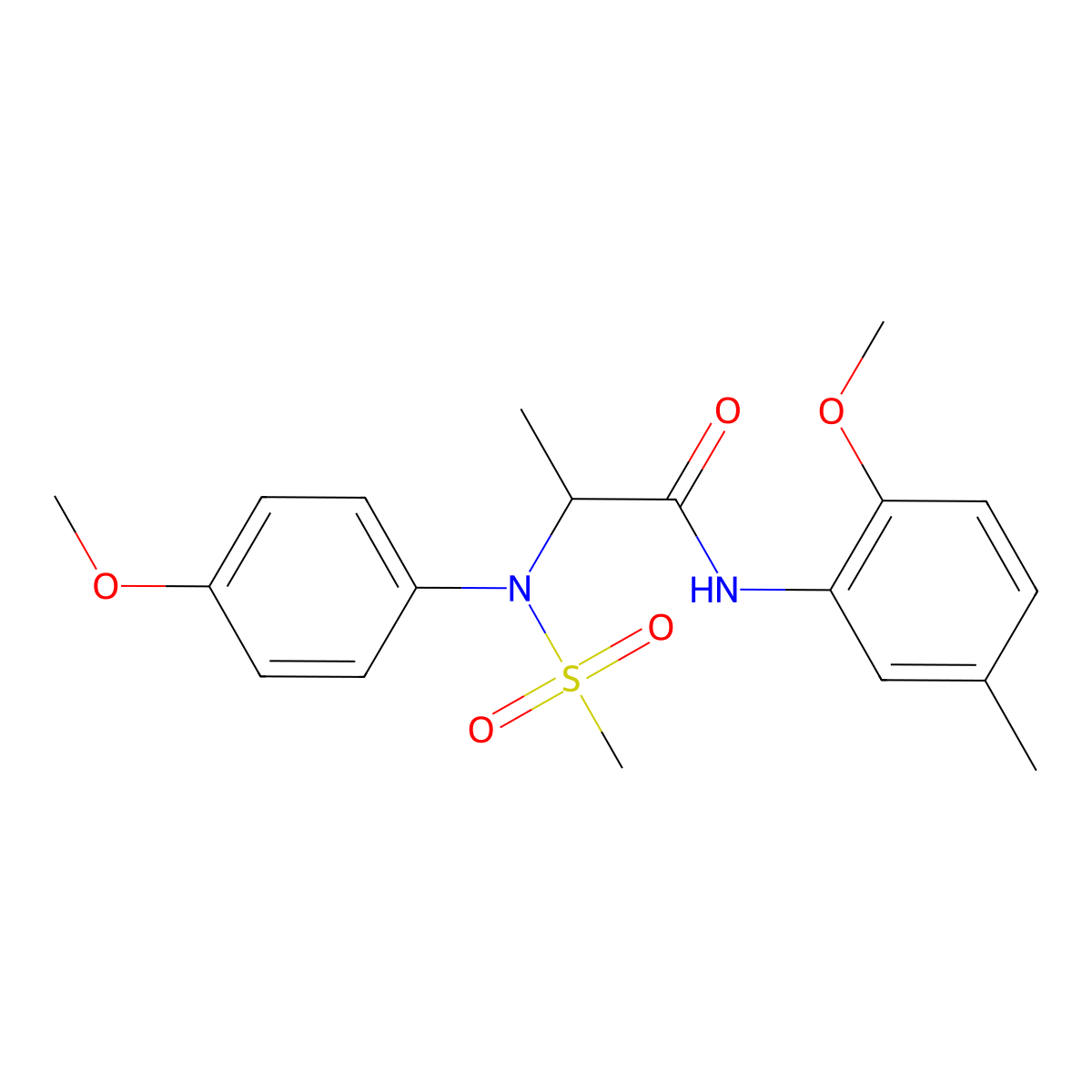 N-(2-methoxy-5-methylphenyl)-2-(4-methoxy-N-methylsulfonylanilino)propanamide molecular structure, CAS 473704-00-6