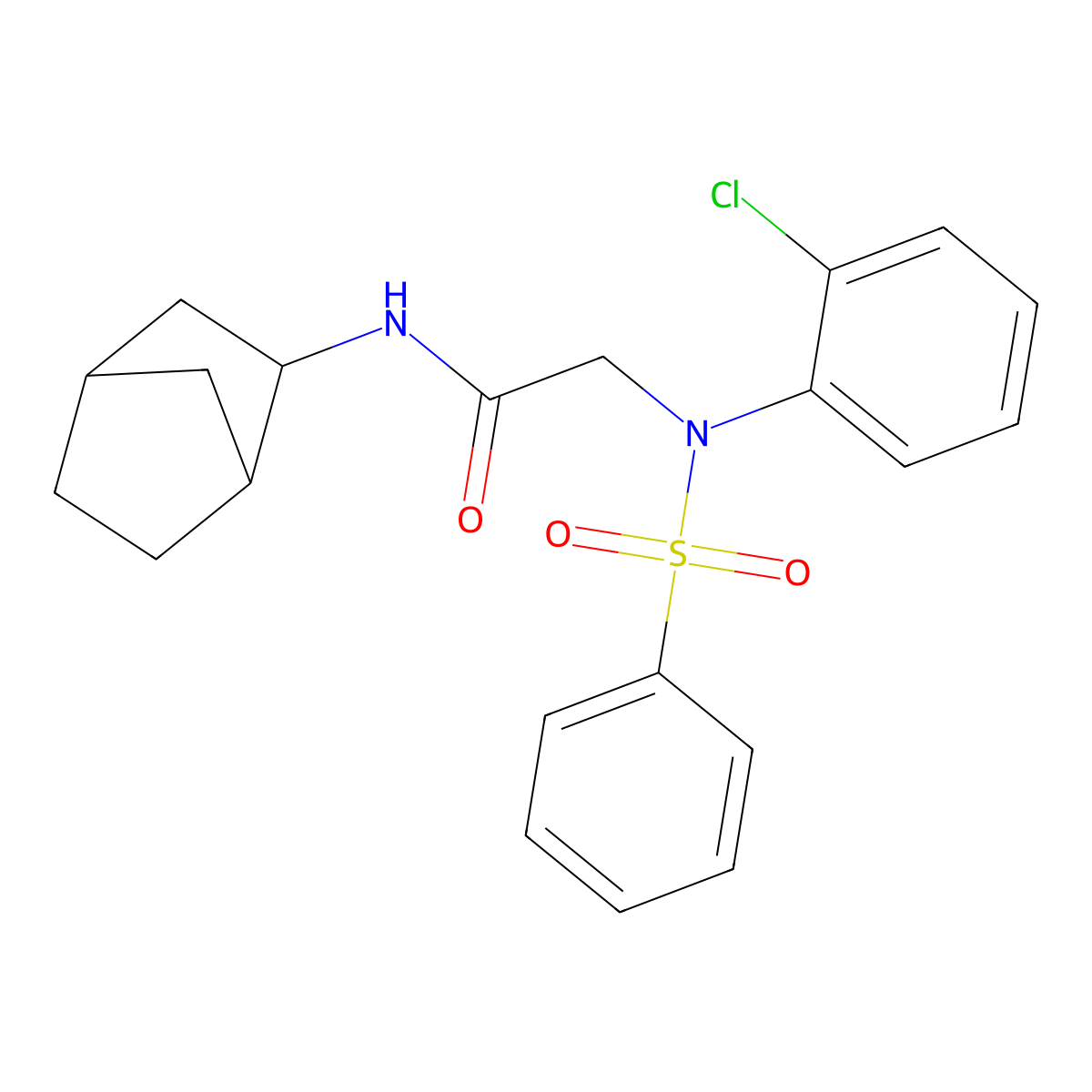 N-bicyclo[2.2.1]hept-2-yl-2-[2-chloro(phenylsulfonyl)anilino]acetamide molecular structure, CAS 473704-03-9