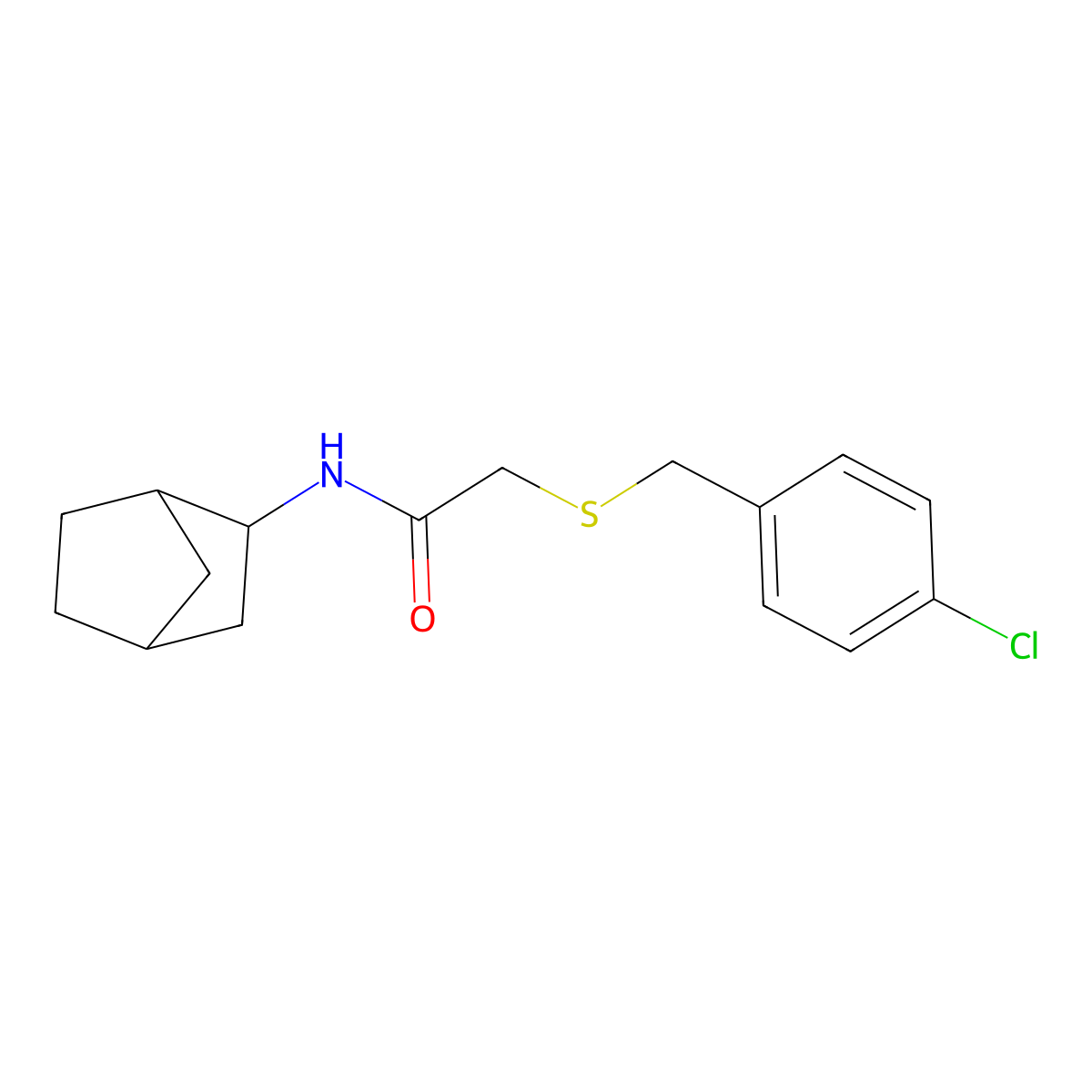 N-(3-bicyclo[2.2.1]heptanyl)-2-[(4-chlorophenyl)methylsulfanyl]acetamide molecular structure, CAS 473704-41-5